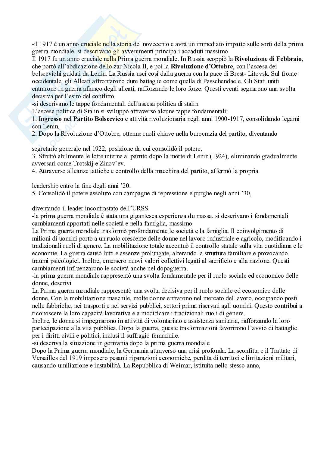 Risposte domande aperte Storia contemporanea aggiornate 2026  Pag. 6