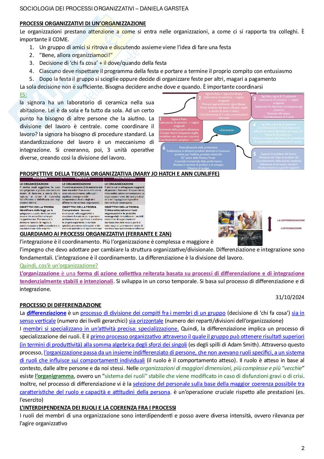 Sociologia dei processi organizzativi Pag. 2
