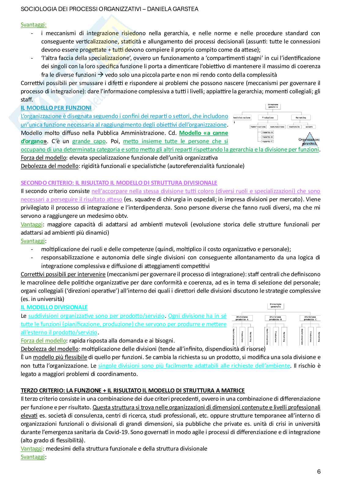 Sociologia dei processi organizzativi Pag. 6