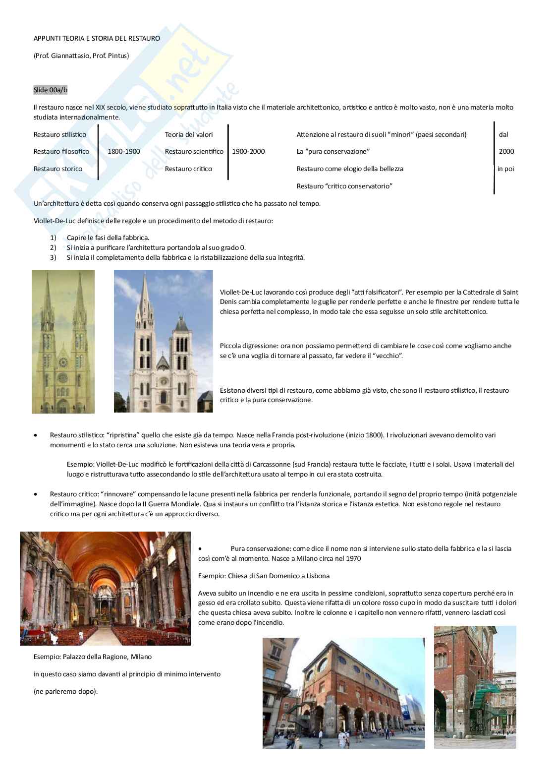Appunti di Teoria e storia del restauro  Pag. 1