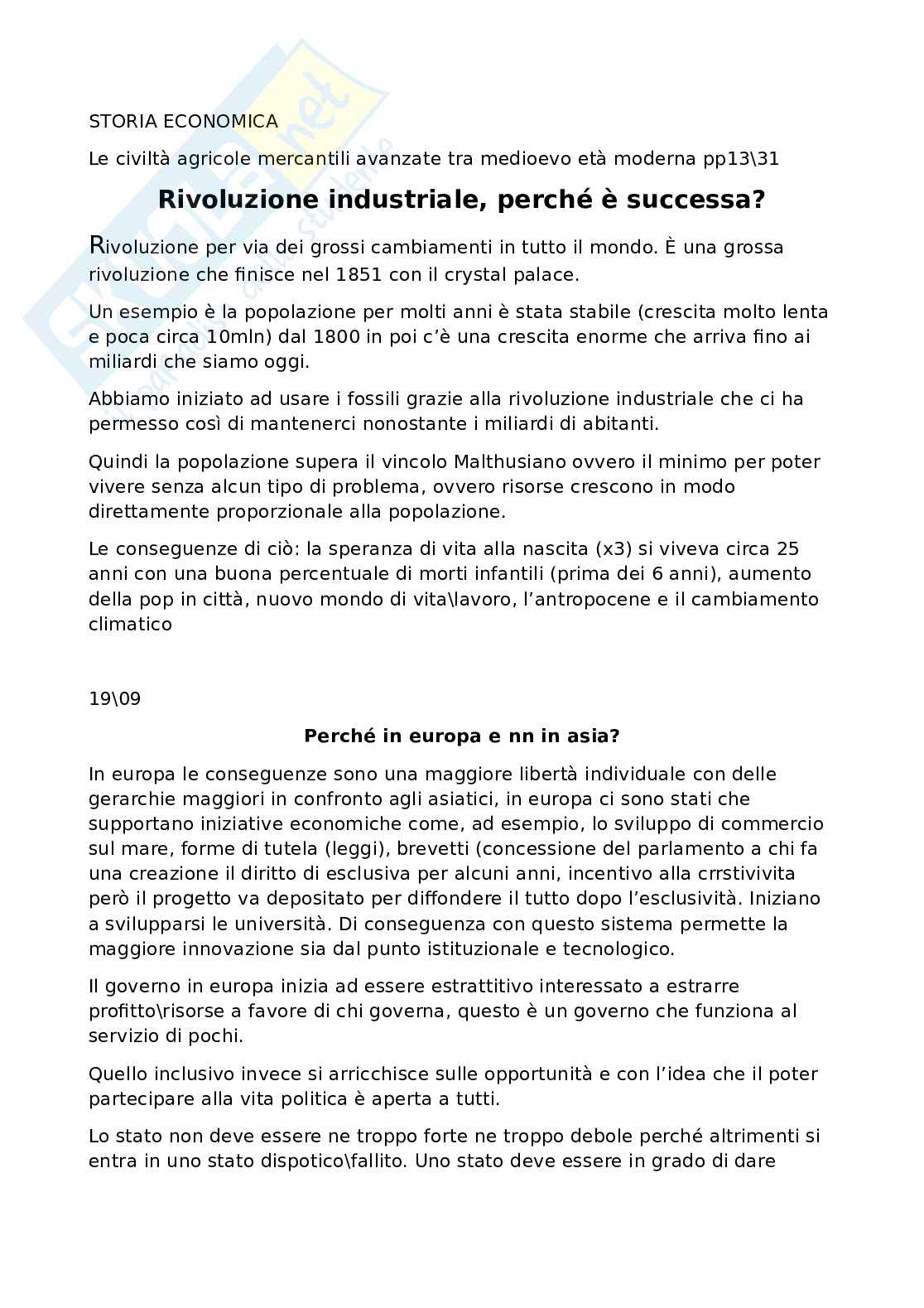 Storia economica Pag. 1