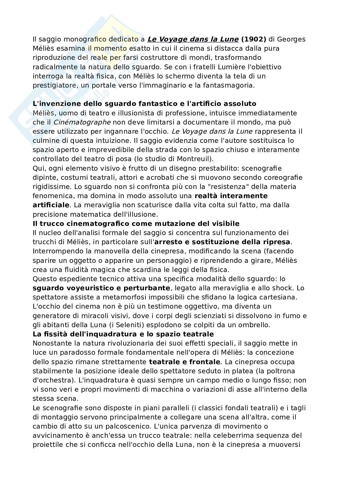 Riassunto esame Storia e teorie del cinema, Prof. Vitella Federico, libro consigliato Il cinema dello sguardo. Dai Lumière a Matrix, Pierotti, Vitella Pag. 6