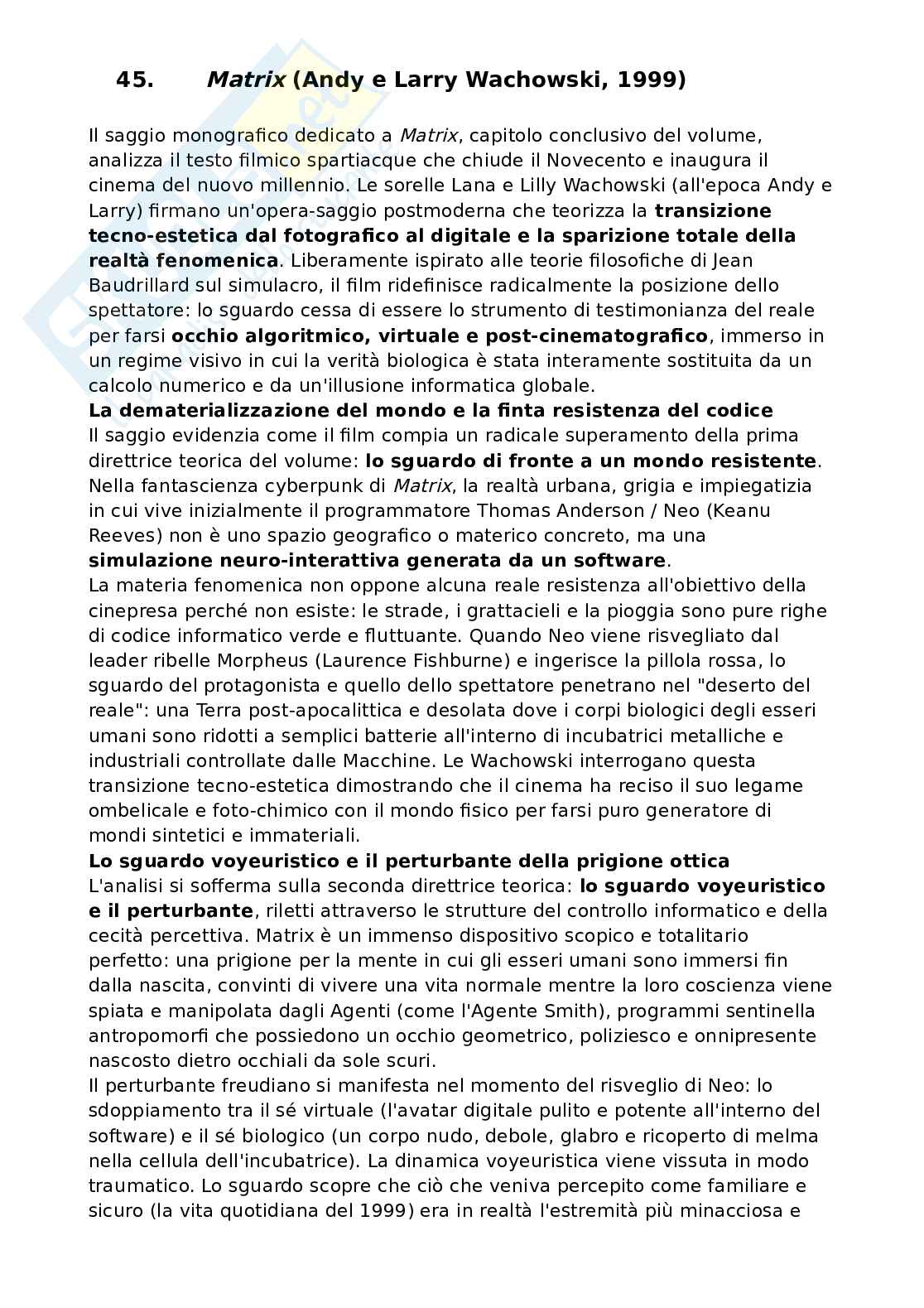 Riassunto esame Storia e teorie del cinema, Prof. Vitella Federico, libro consigliato Il cinema dello sguardo. Dai Lumière a Matrix, Pierotti, Vitella Pag. 81