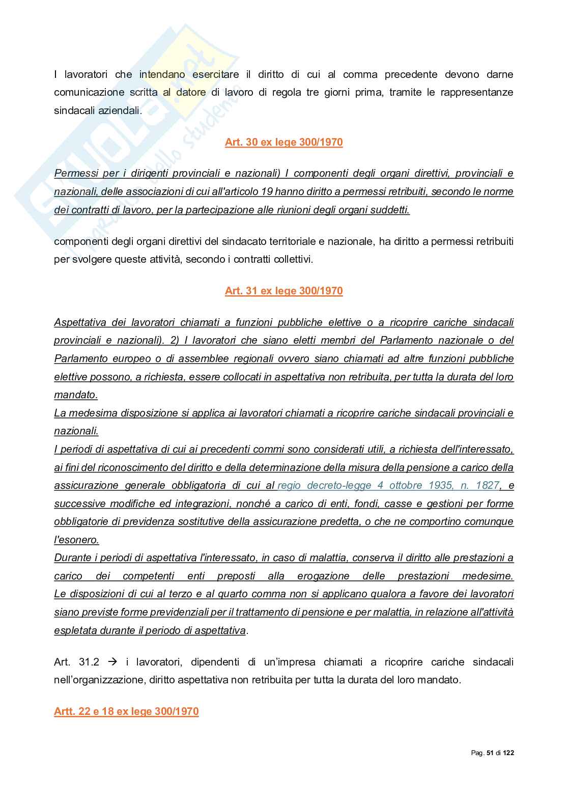 Riassunto esame Diritto sindacale, Prof. Lassandari Andrea, libro consigliato Il diritto sindacale, Carinci Pag. 51