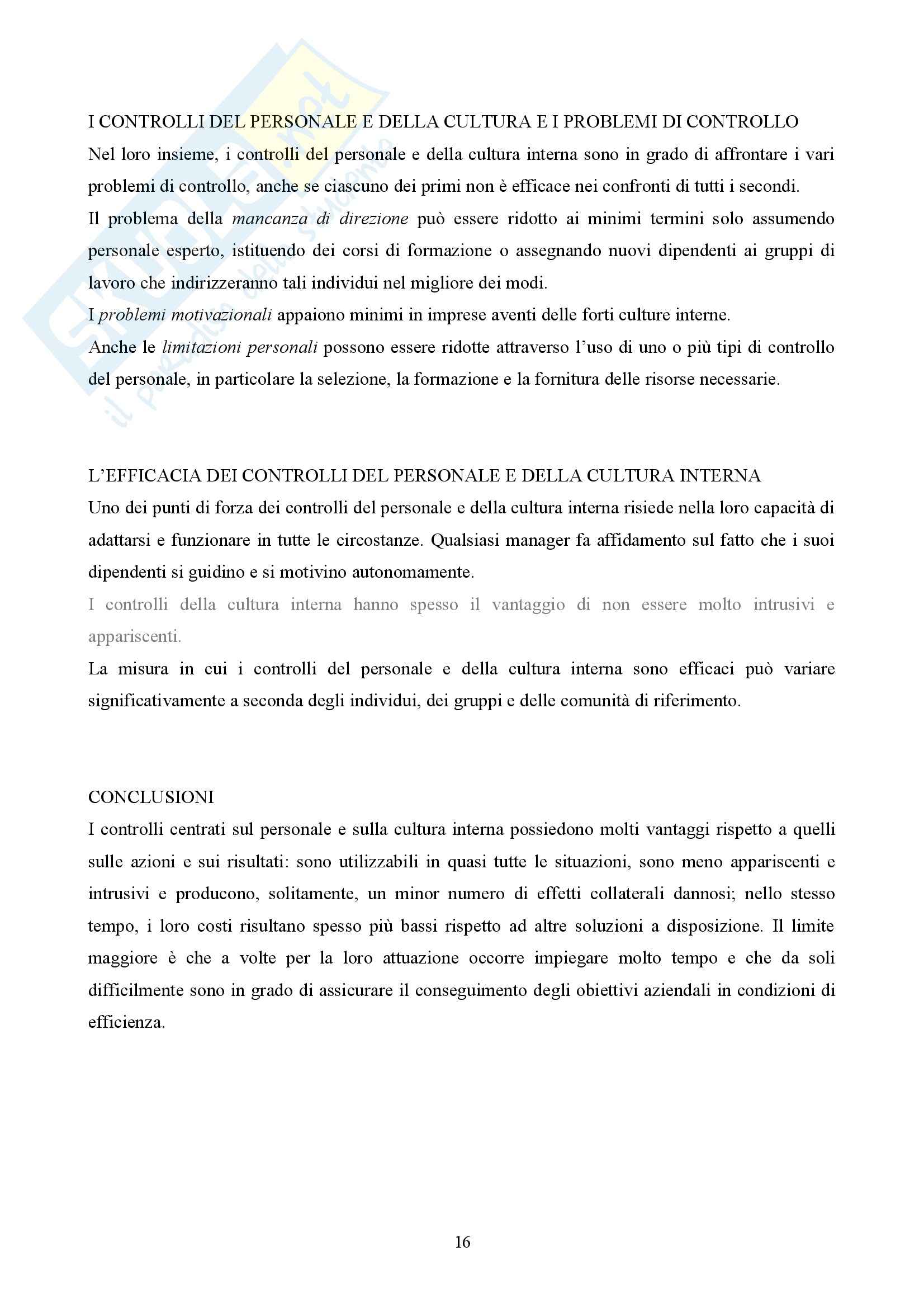 Riassunto esame Economia Aziendale, prof. Miraglia, libro consigliato Sistemi per il Controllo Direzionale Pag. 16