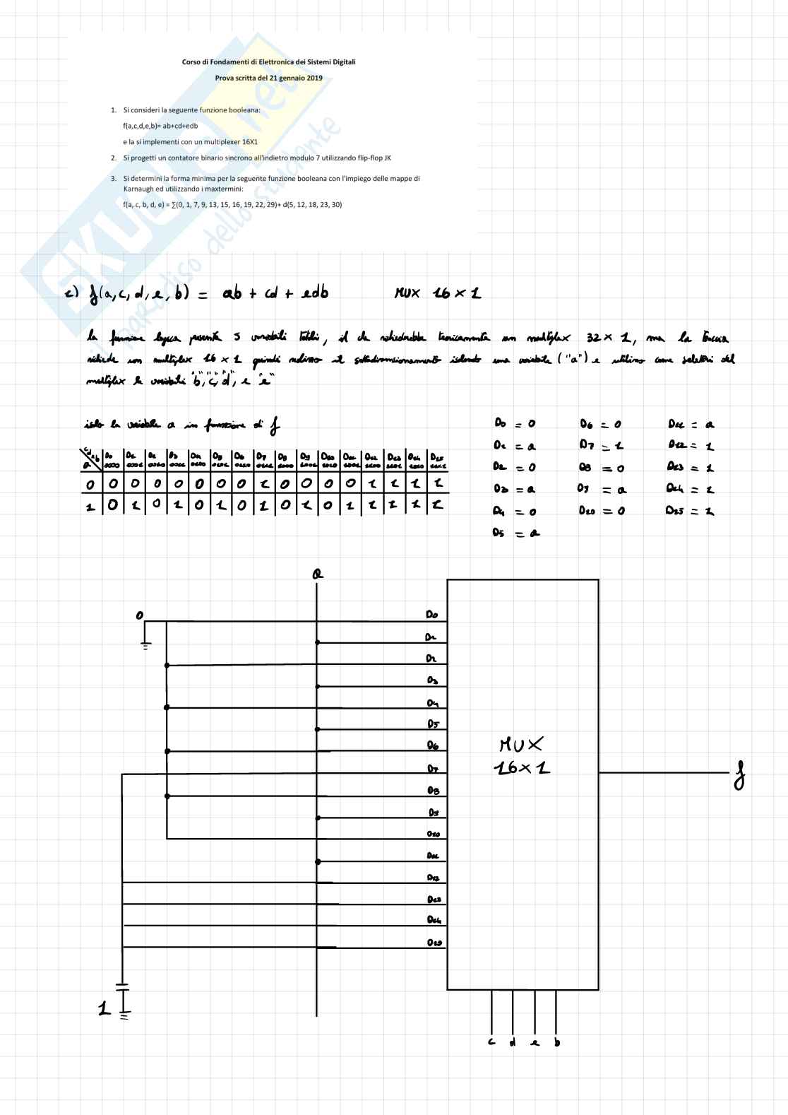 Esercizi svolti fondamenti di Elettronica dei sistemi digitali Pag. 1