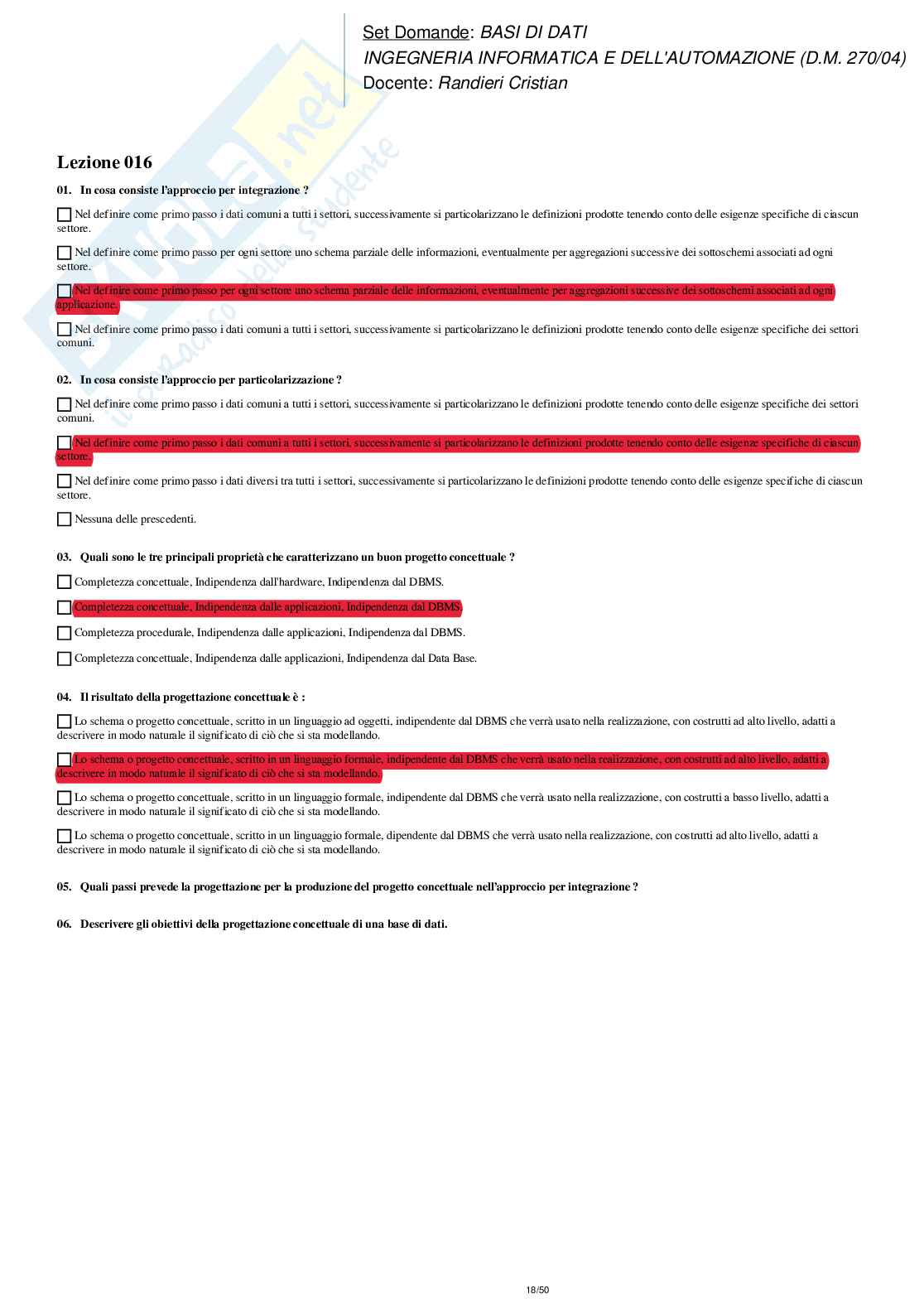 Paniere nuovo completo di Basi di dati  Pag. 16