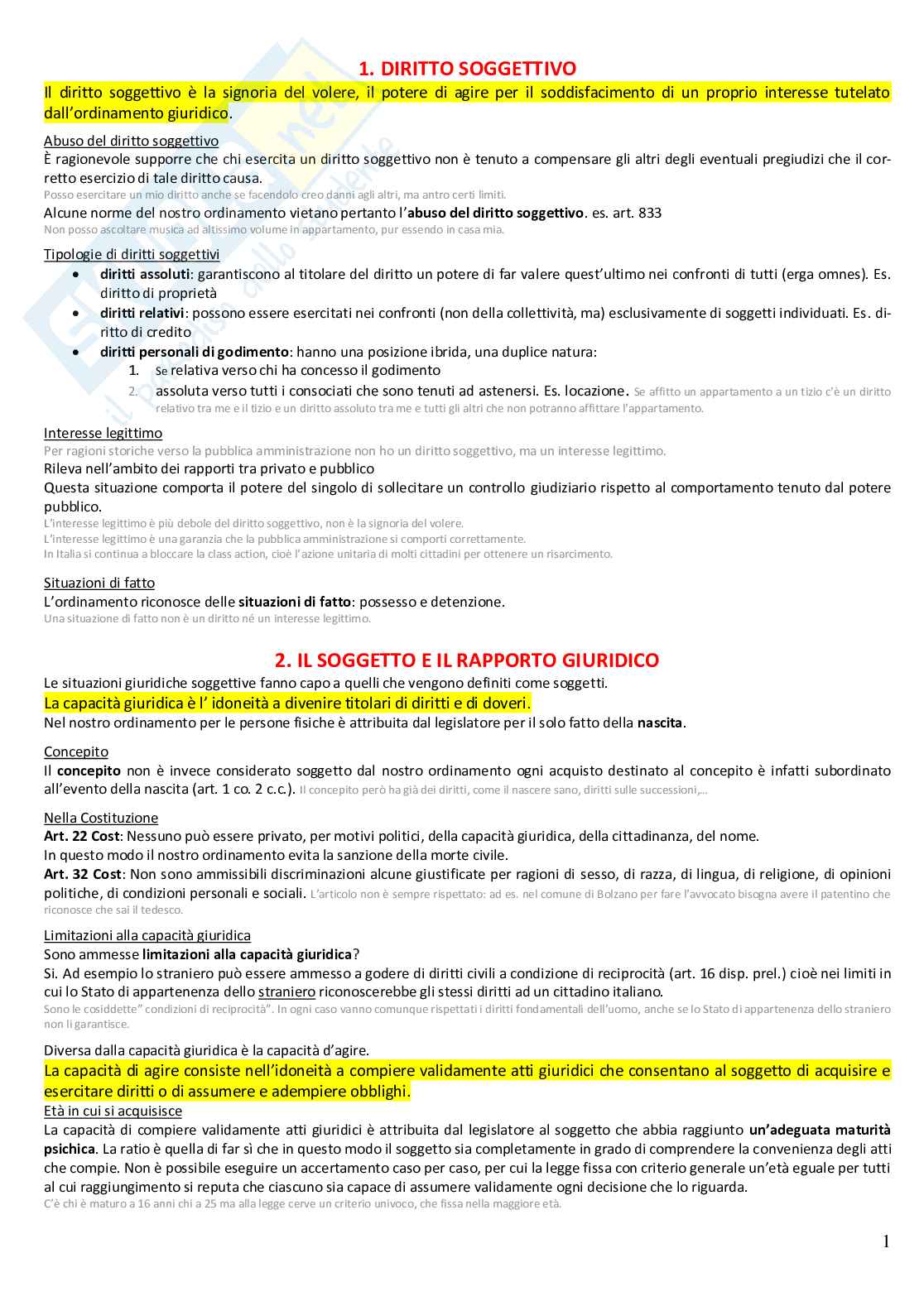 Appunti di diritto privato Pag. 1