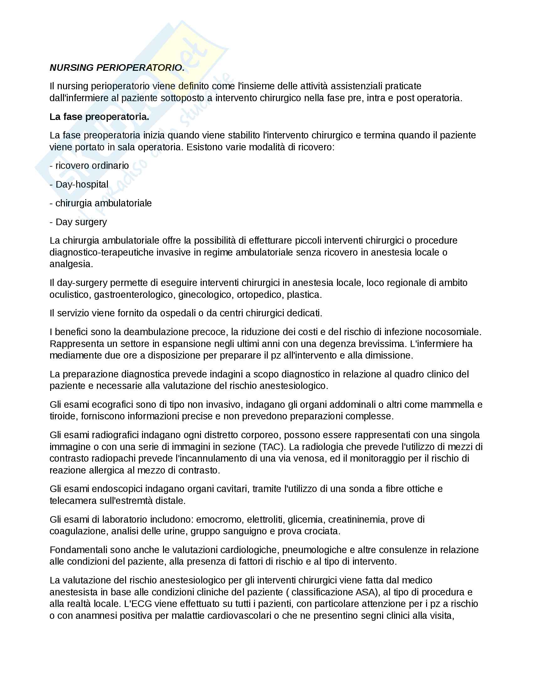 Nursing perioperatorio Pag. 1