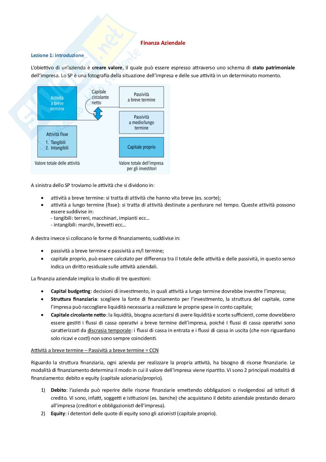 Finanza aziendale Pag. 1