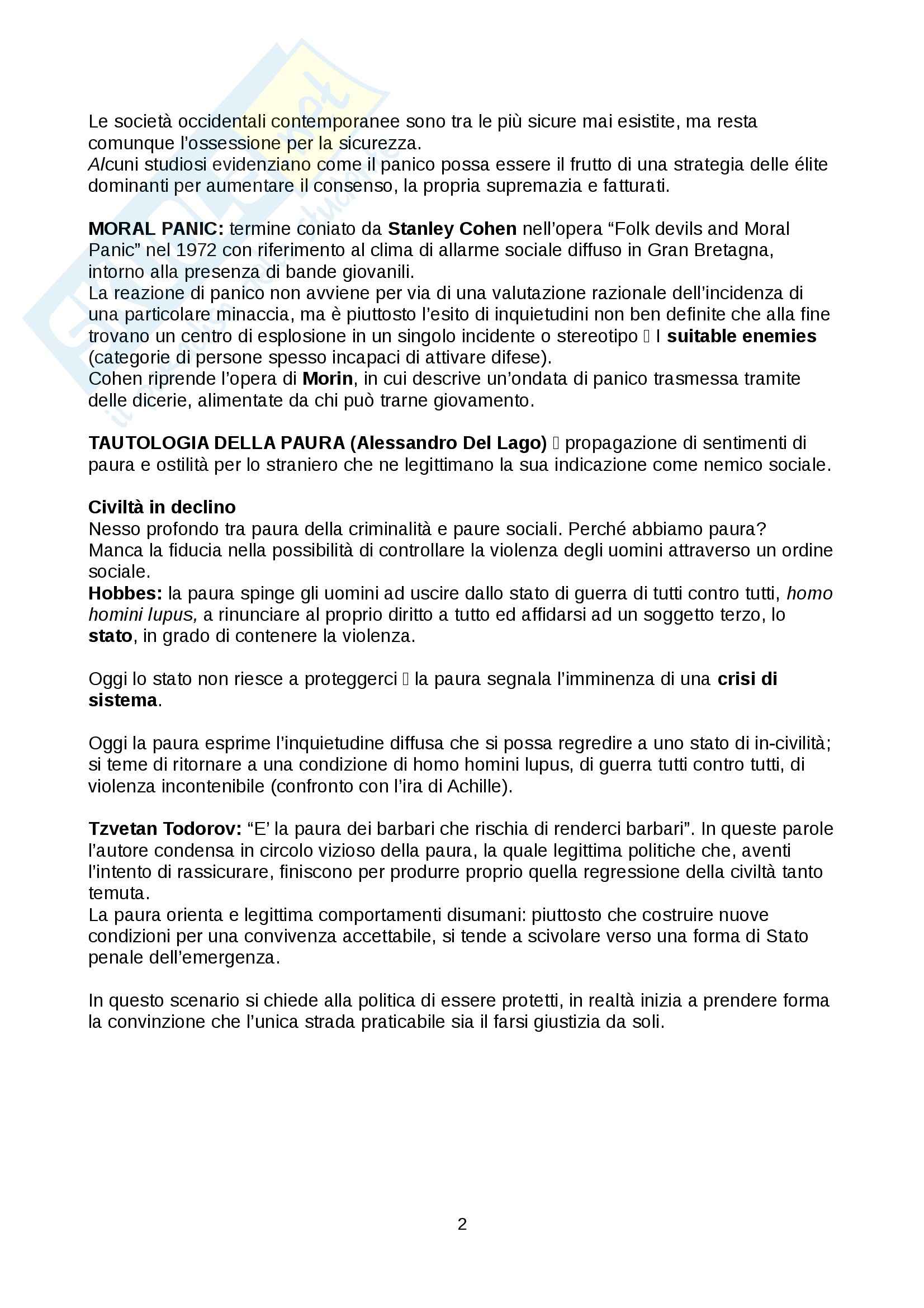 Riassunto esame Criminologia docente Curti libro consigliato Oltre la paura Adolfo Ceretti e Roberto Cornelli Pag. 2