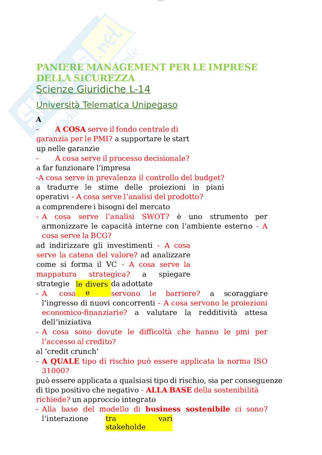 Paniere esame Economia e gestione delle imprese  Pag. 1