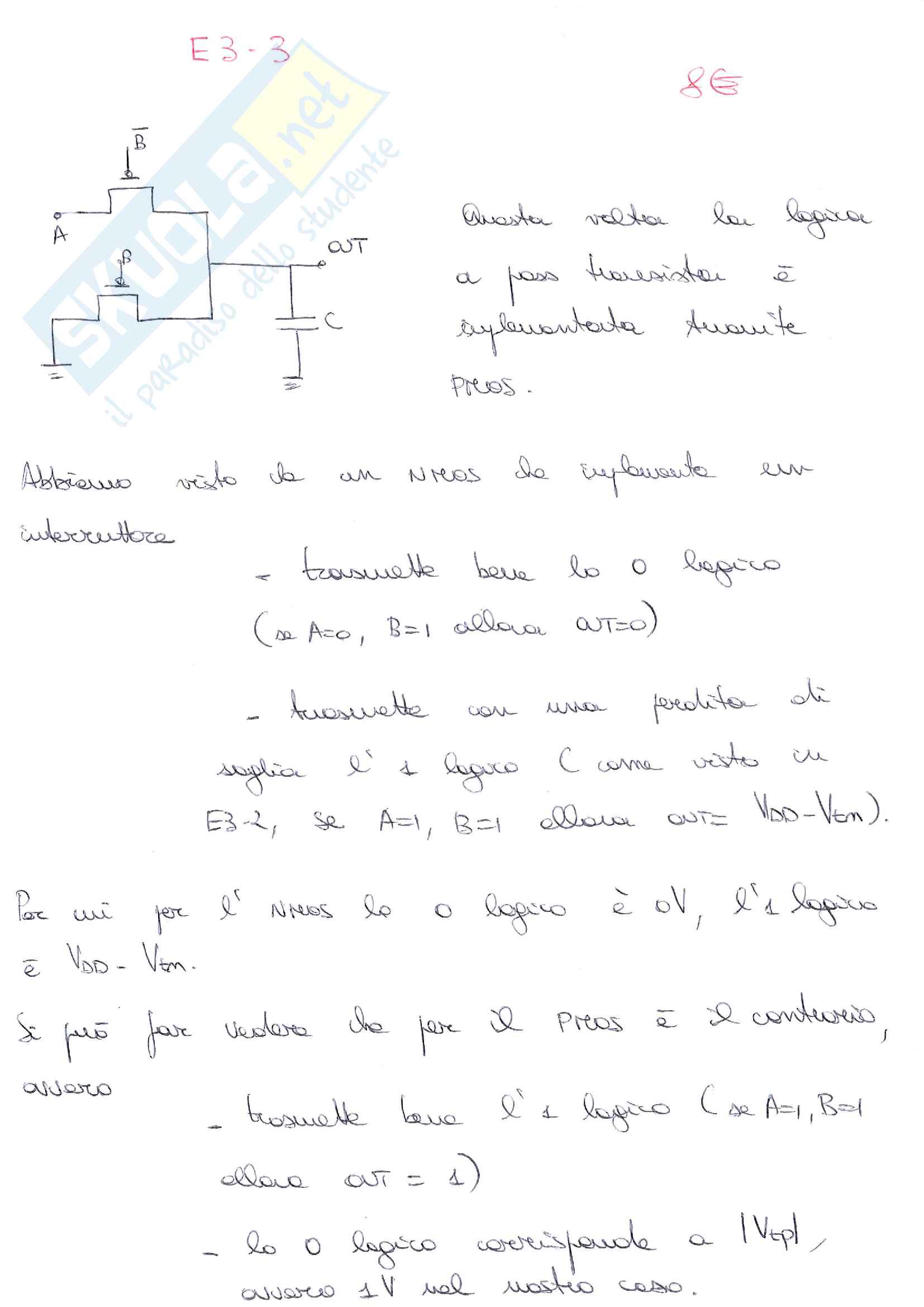 E3 3 Esercizio con porta logica a pass transistor con PMOS Pag. 2