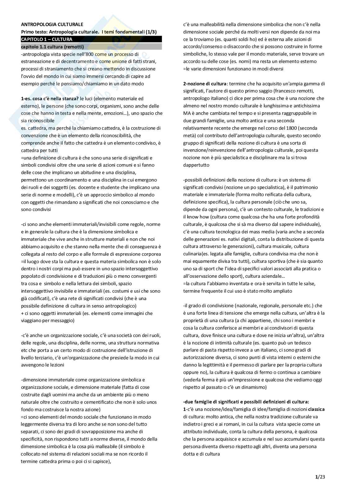 Antropologia culturale  Pag. 1