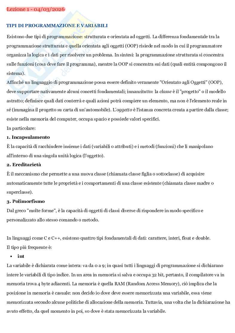 Appunti lezione 1 Sistemi per la riabilitazione e la terapia assistita Pag. 1