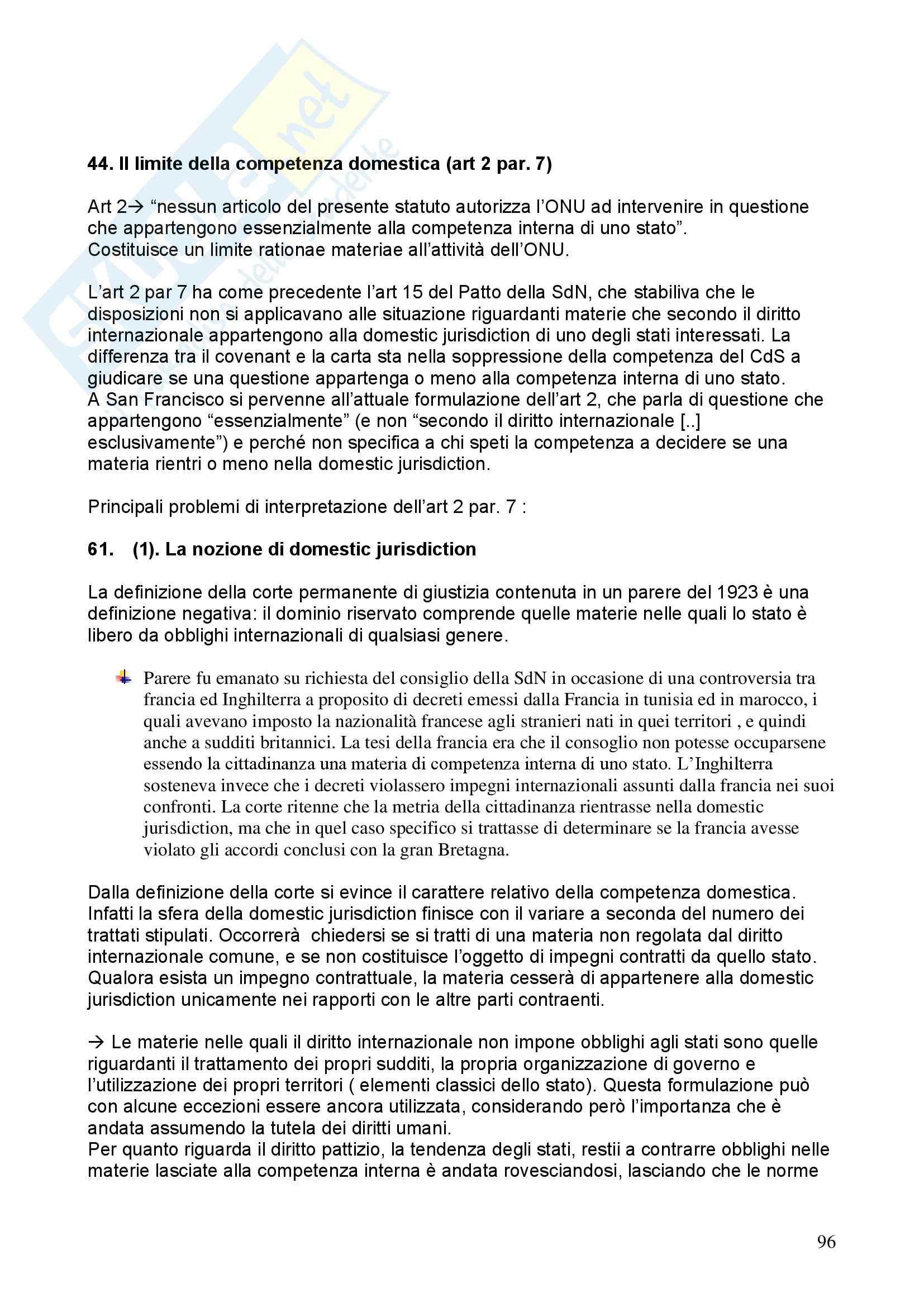 Riassunto esame Diritto Internazionale, prof. Davì, libro consigliato Le Nazioni Unite, Conforti Pag. 96