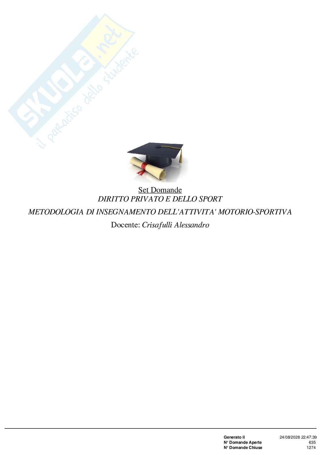 Paniere nuovo di Diritto privato e dello sport  Pag. 1