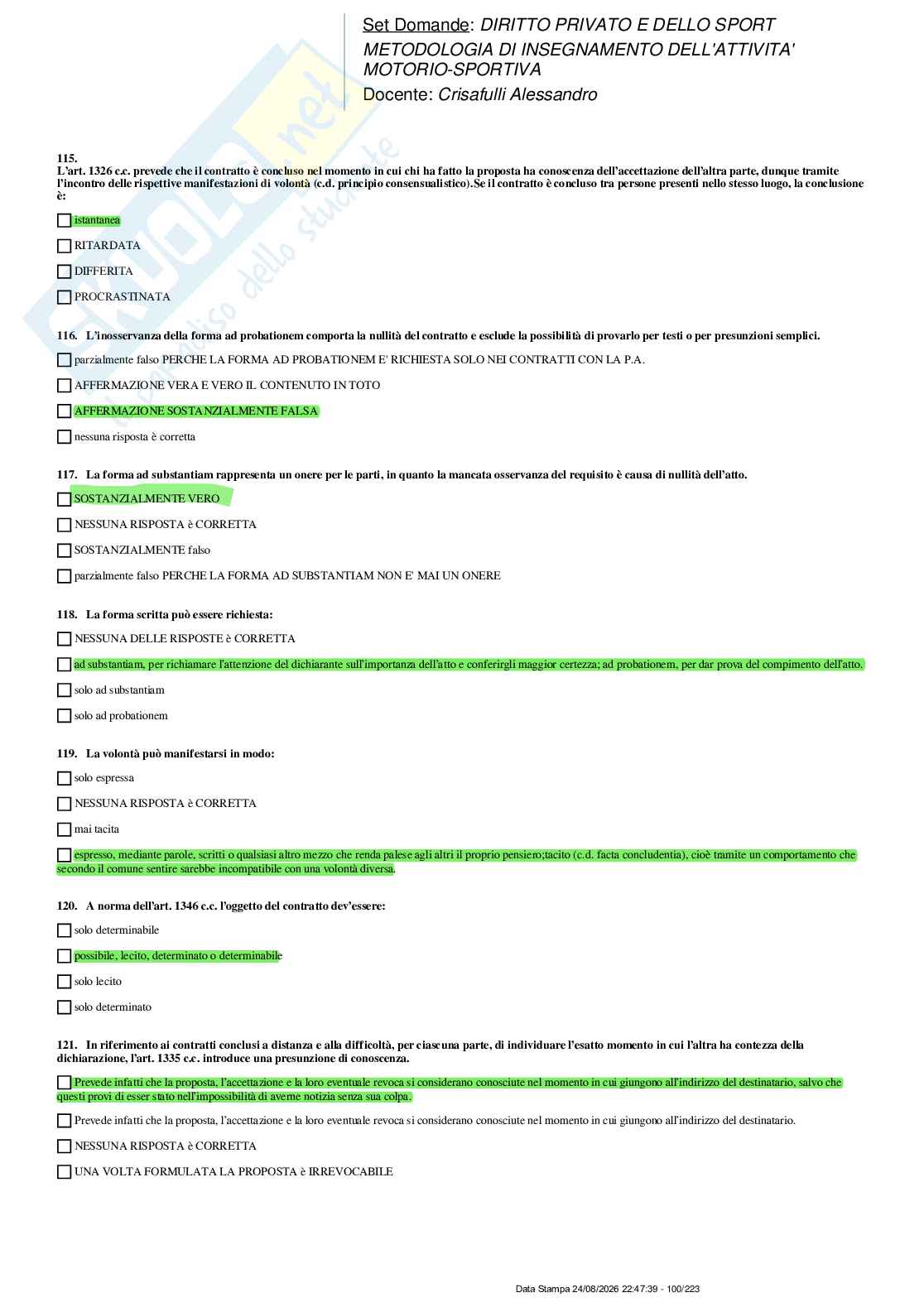 Paniere nuovo di Diritto privato e dello sport  Pag. 21