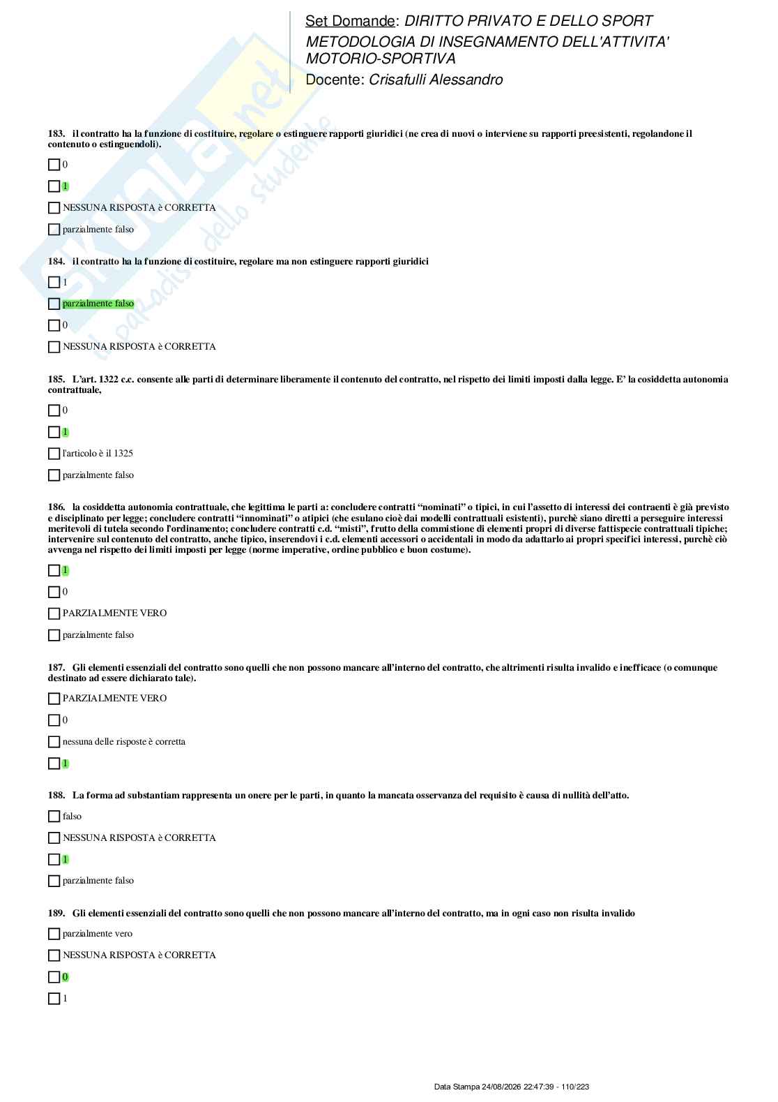 Paniere nuovo di Diritto privato e dello sport  Pag. 31