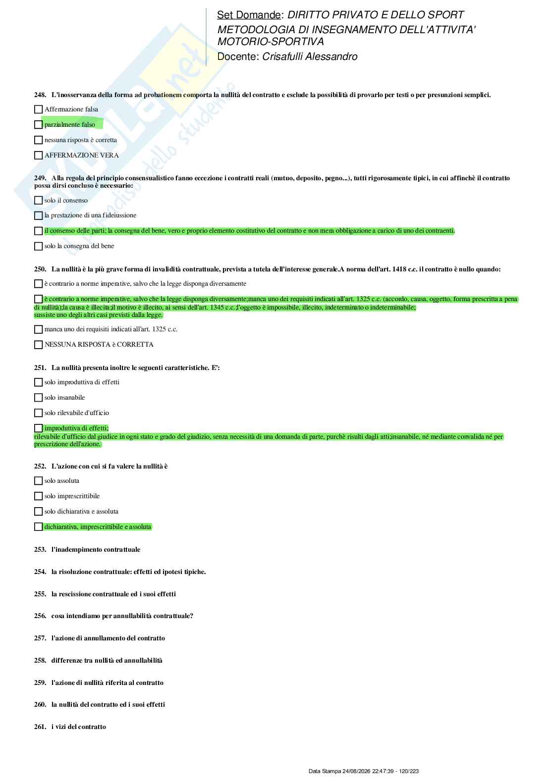 Paniere nuovo di Diritto privato e dello sport  Pag. 41