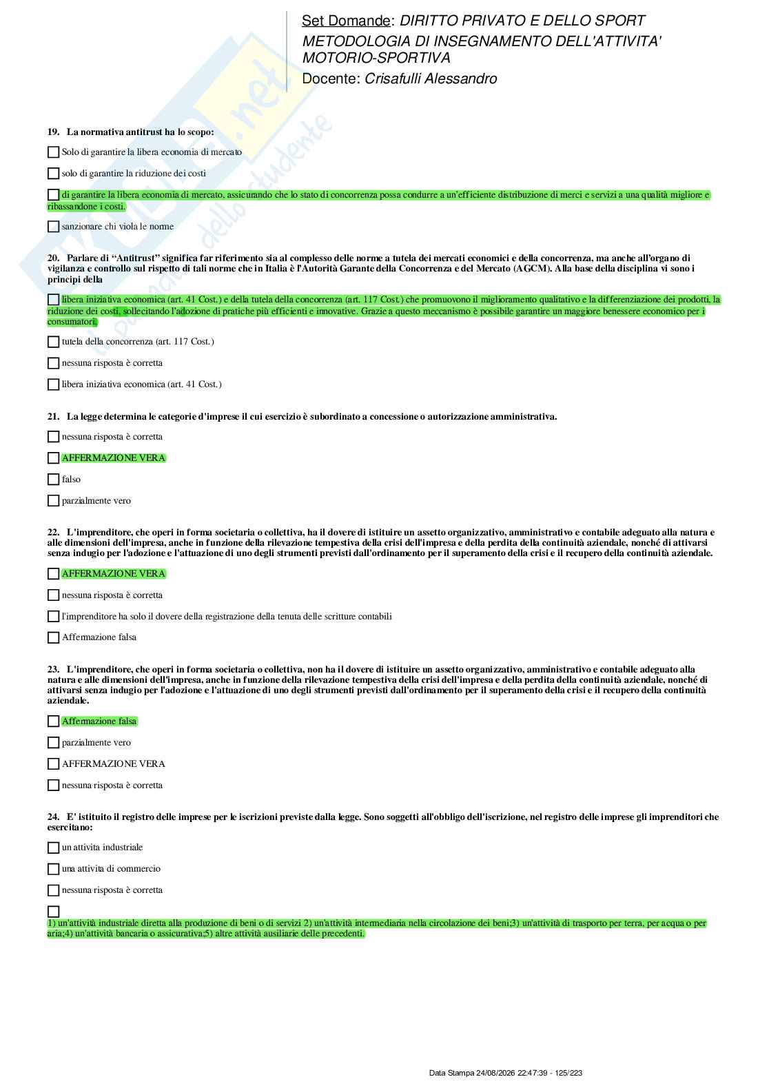 Paniere nuovo di Diritto privato e dello sport  Pag. 46