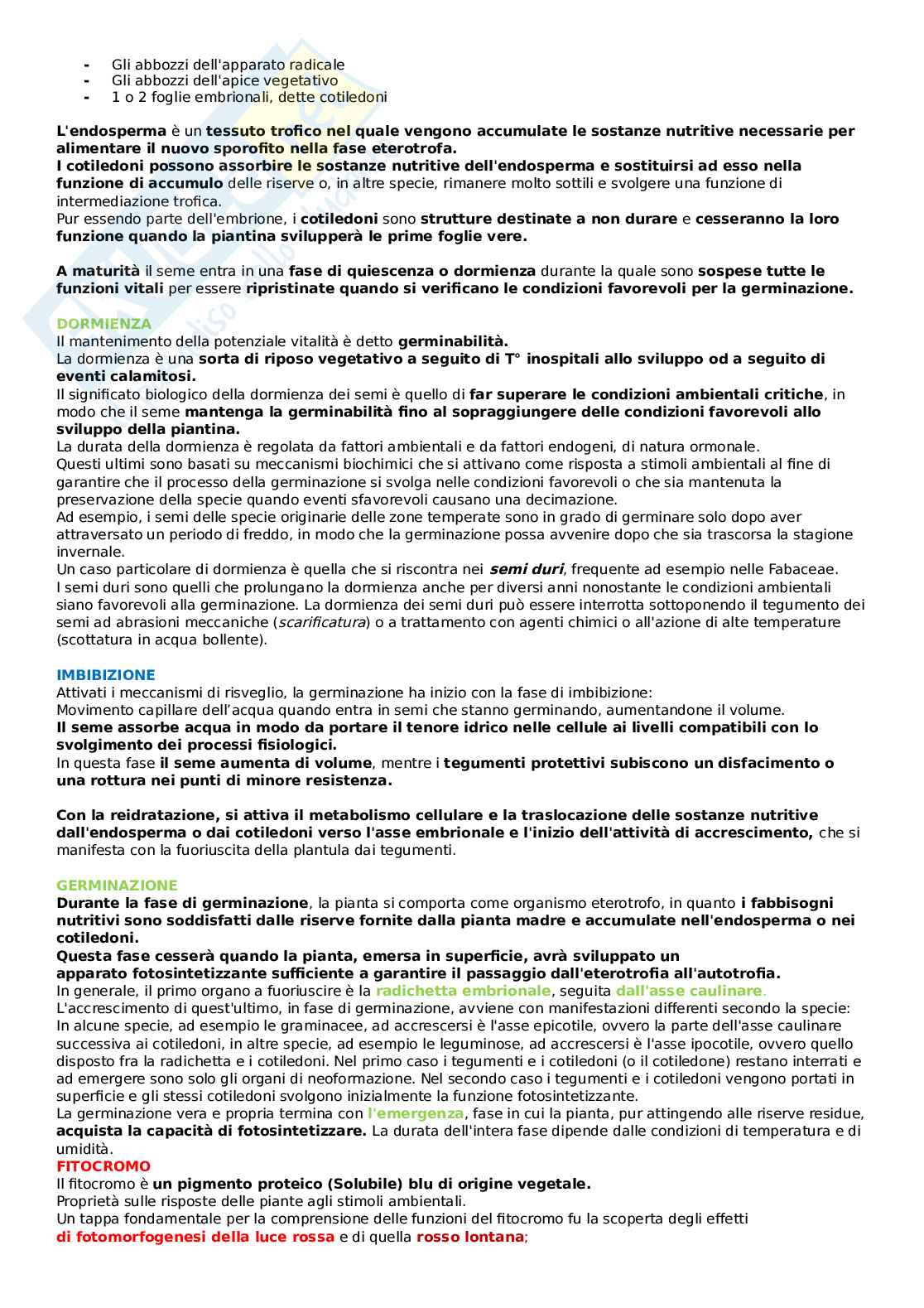 Biologia vegetale - Seme, dispersione fitocromo Pag. 6