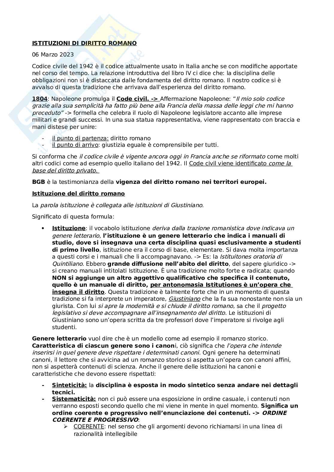 Istituzioni di diritto romano  Pag. 1