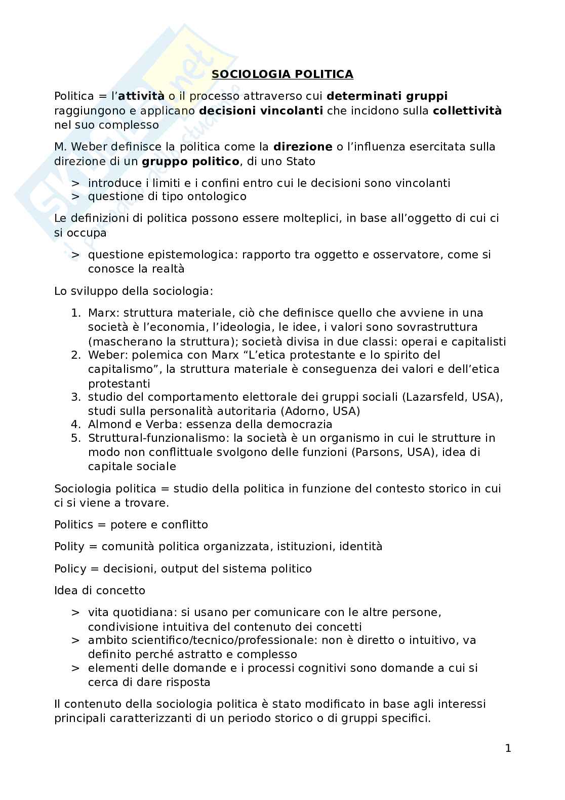 Sociologia politica Pag. 1