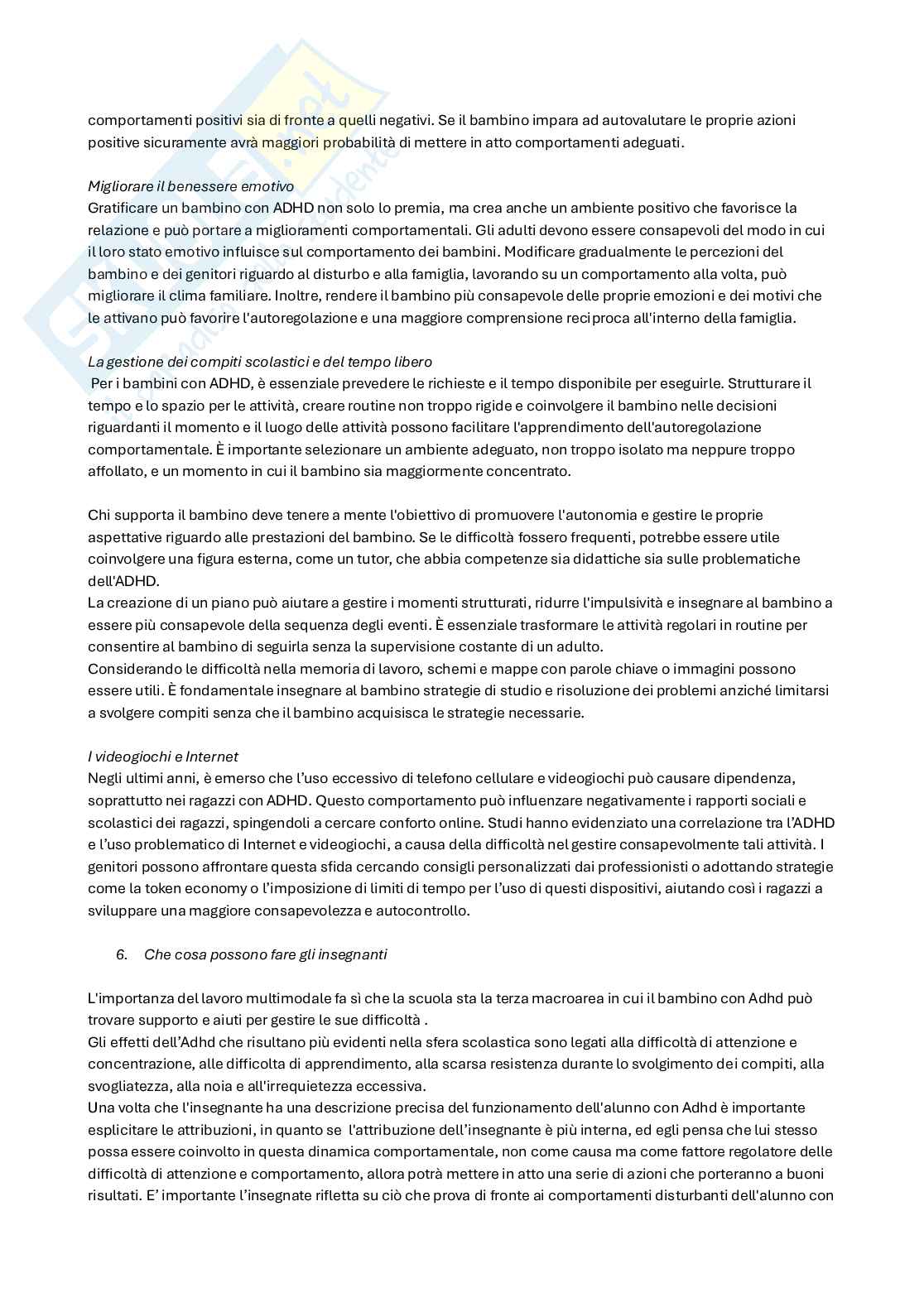 Riassunto esame Psicologia dello sviluppo, Prof. Re Anna Maria, libro consigliato Disattenti e iperattivi, Marzocchi Pag. 21