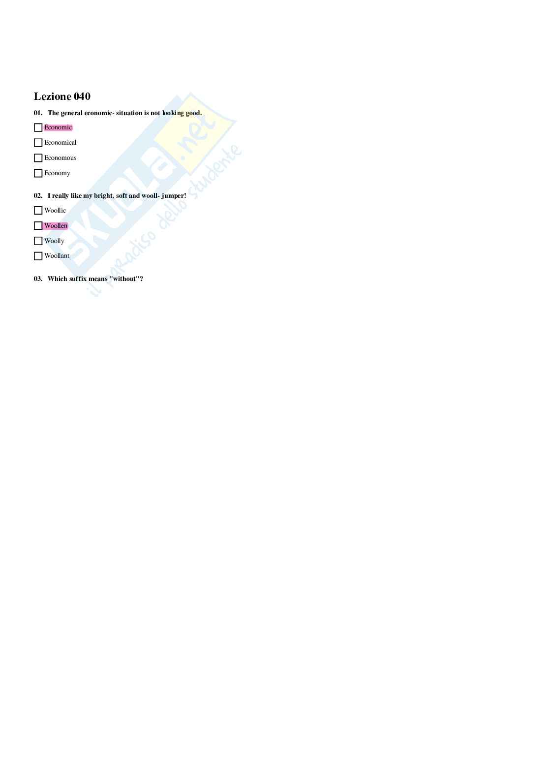 Paniere di Lingua inglese (2025) - Risposte multiple  Pag. 41