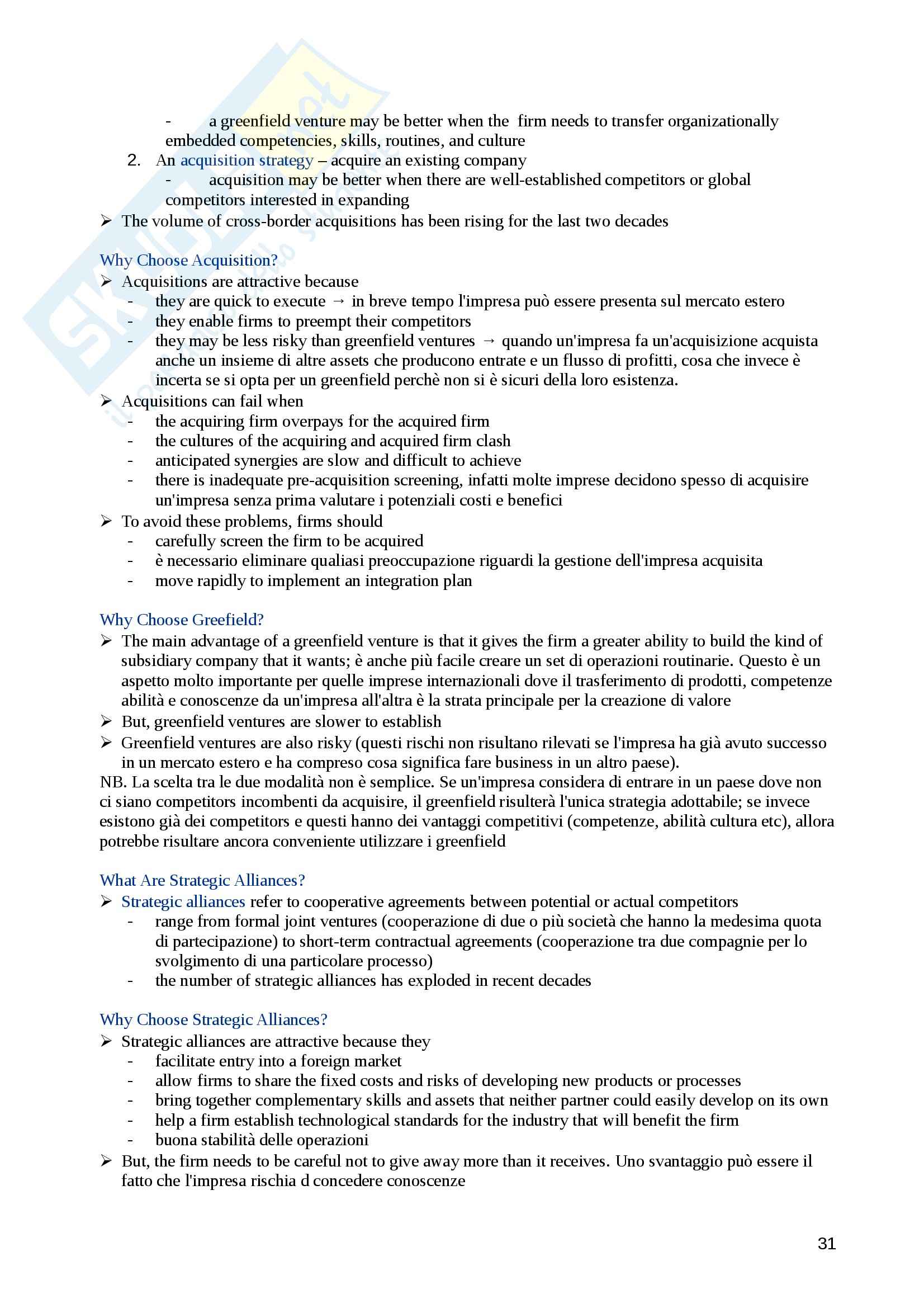 Riassunto esame Internazionalizzazione dei mercati, prof. Baroncelli, libro consigliato International Business Management, Hill Pag. 31