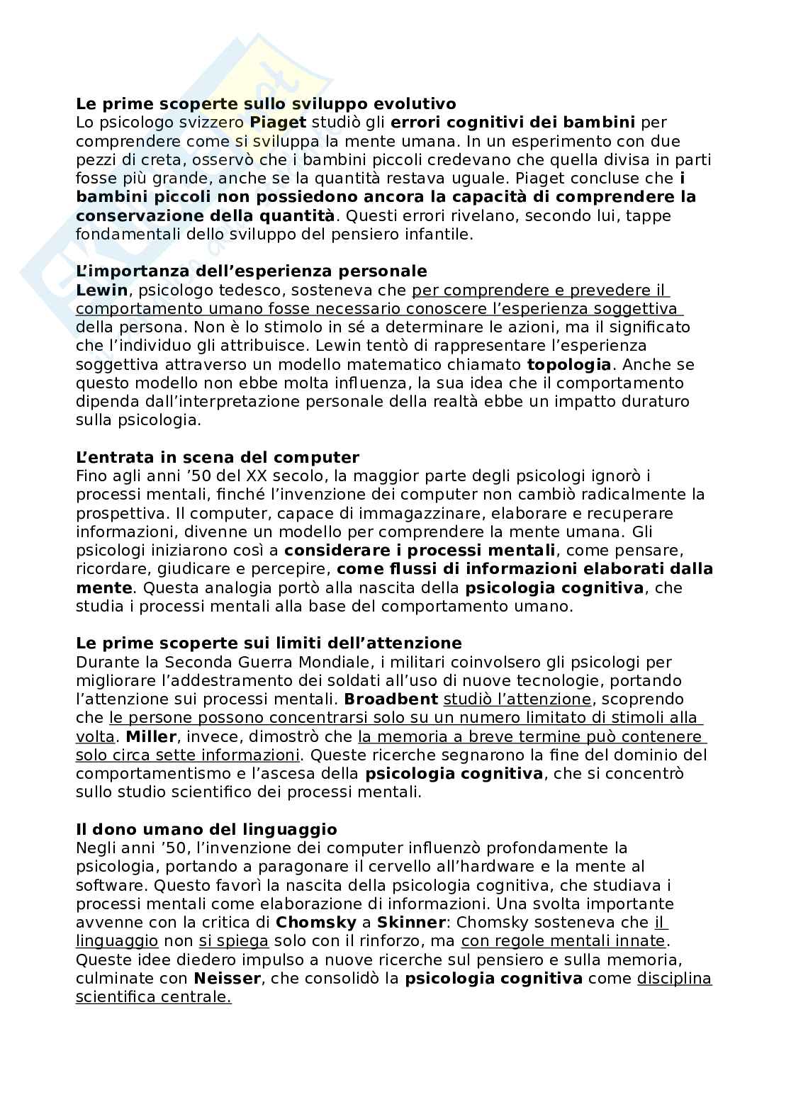 Riassunto esame Psicologia generale, Prof. Angelelli Paola, libro consigliato Psicologia generale, Schacter, Gilbert, Nock Pag. 6