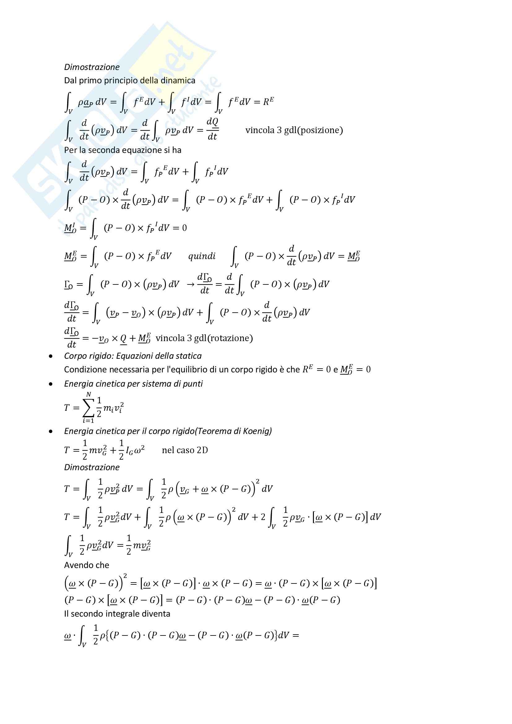 Teoria Di Meccanica Razionale Appunti