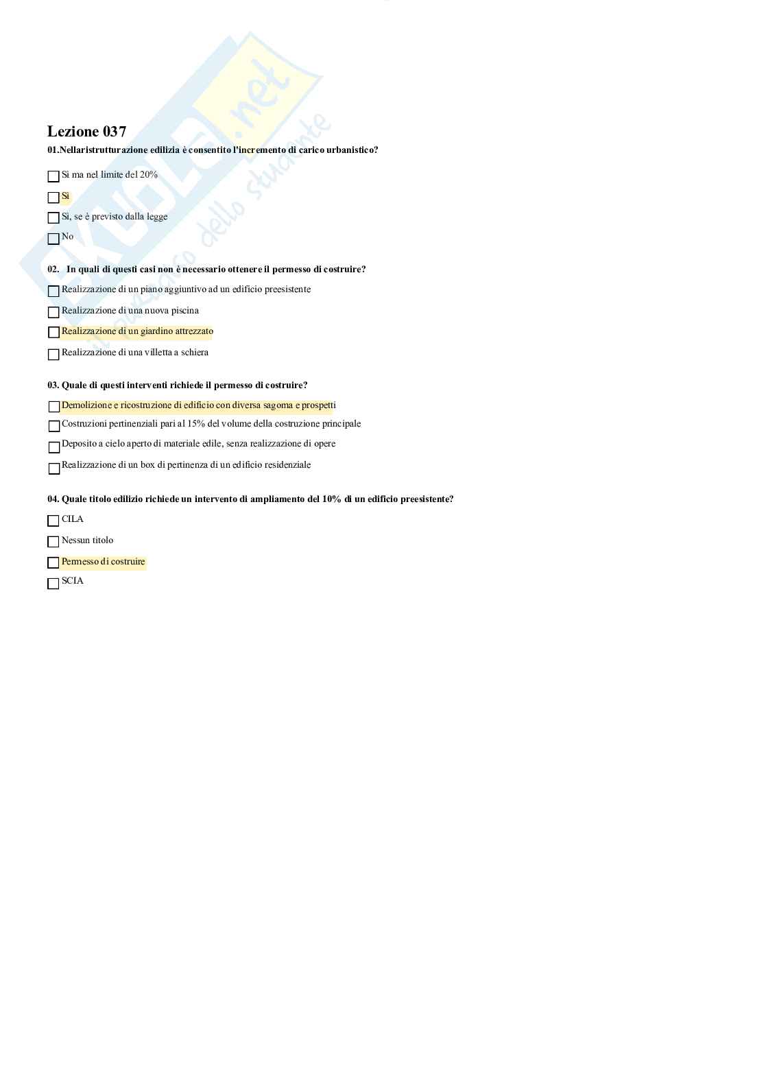 Diritto dell'edilizia e dell'urbanistica – Paniere risposte chiuse completo (150) – A.A. 2025/2026 Pag. 36