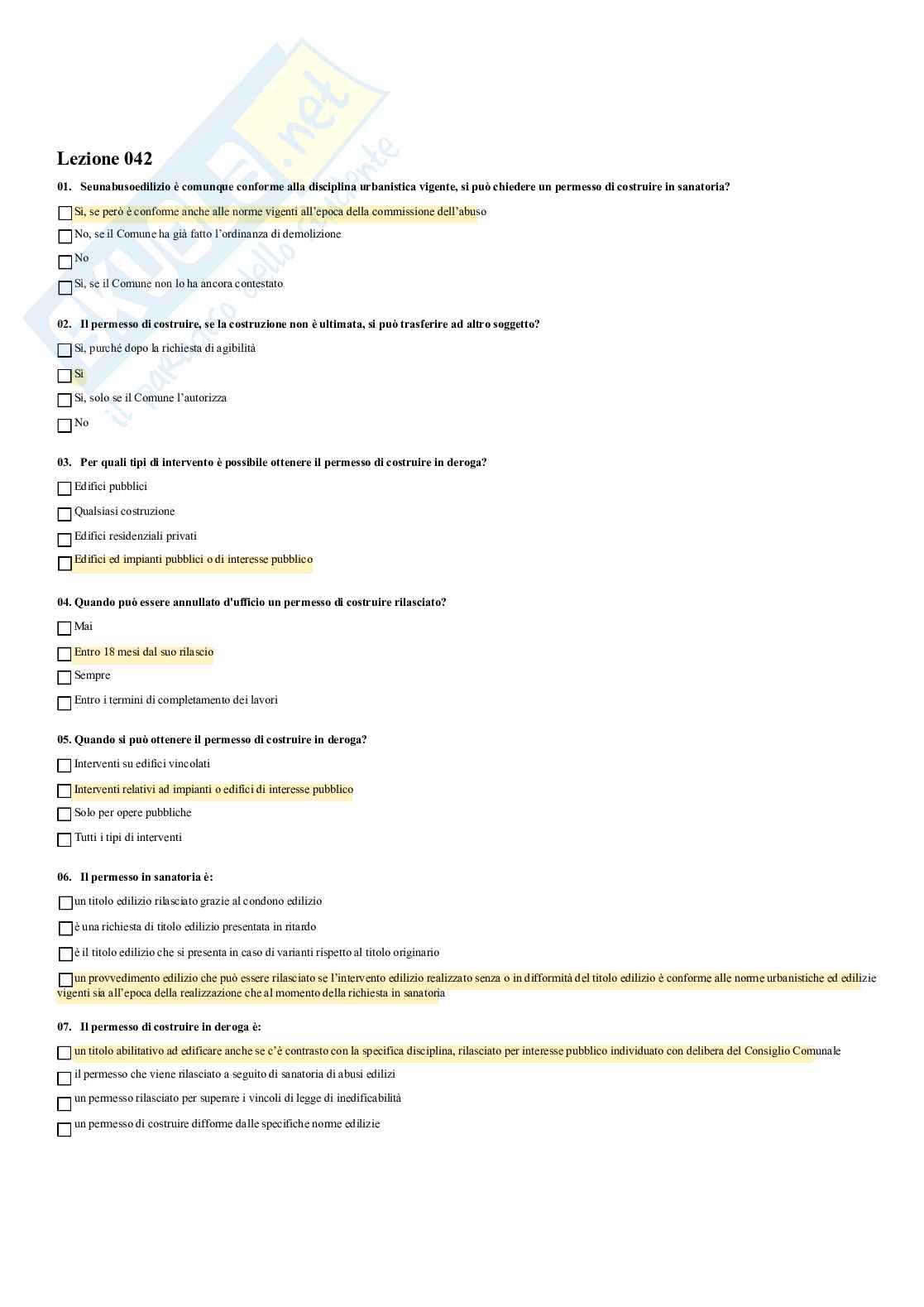 Diritto dell'edilizia e dell'urbanistica – Paniere risposte chiuse completo (150) – A.A. 2025/2026 Pag. 41