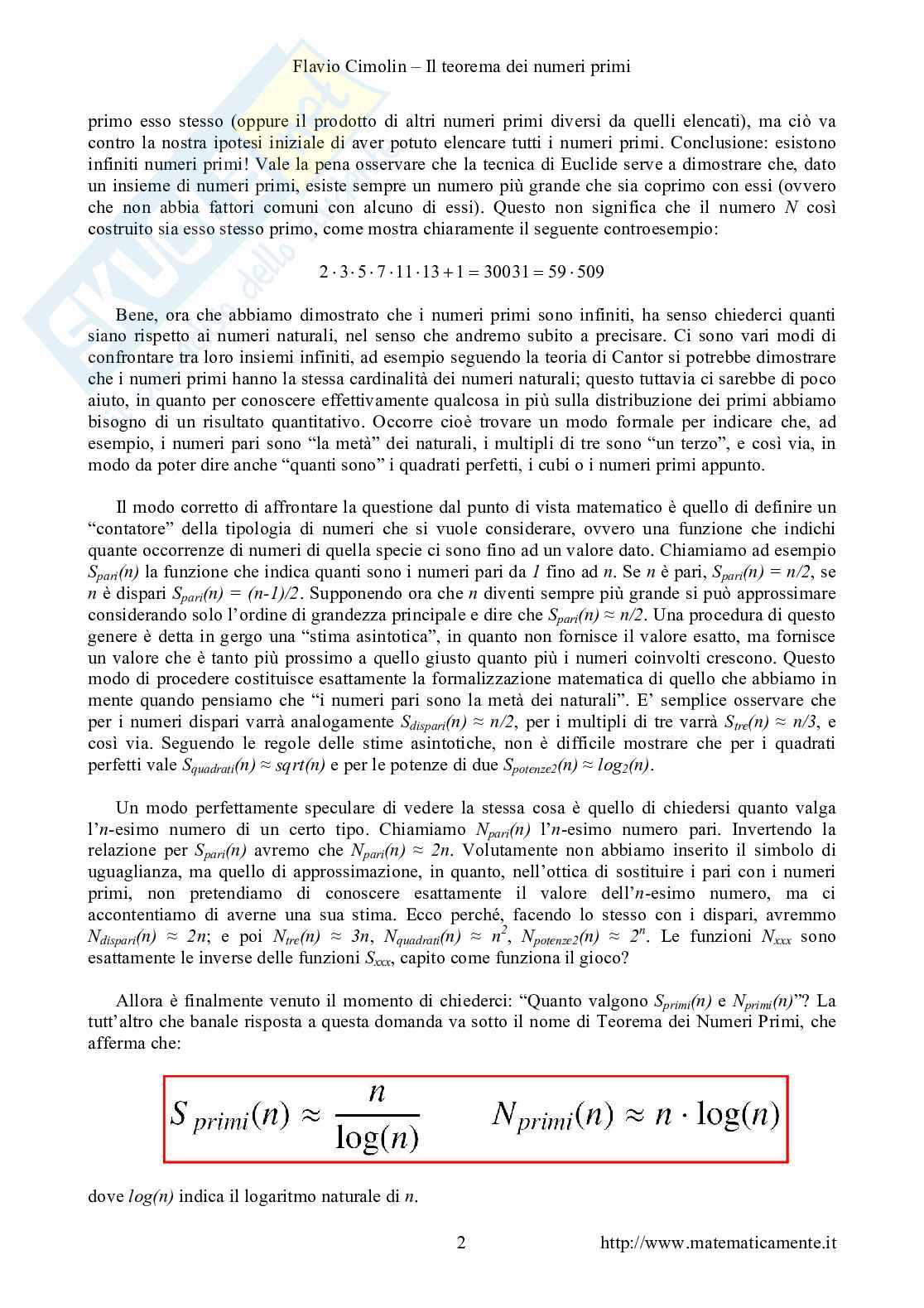 Il teorema dei numeri primi Pag. 2