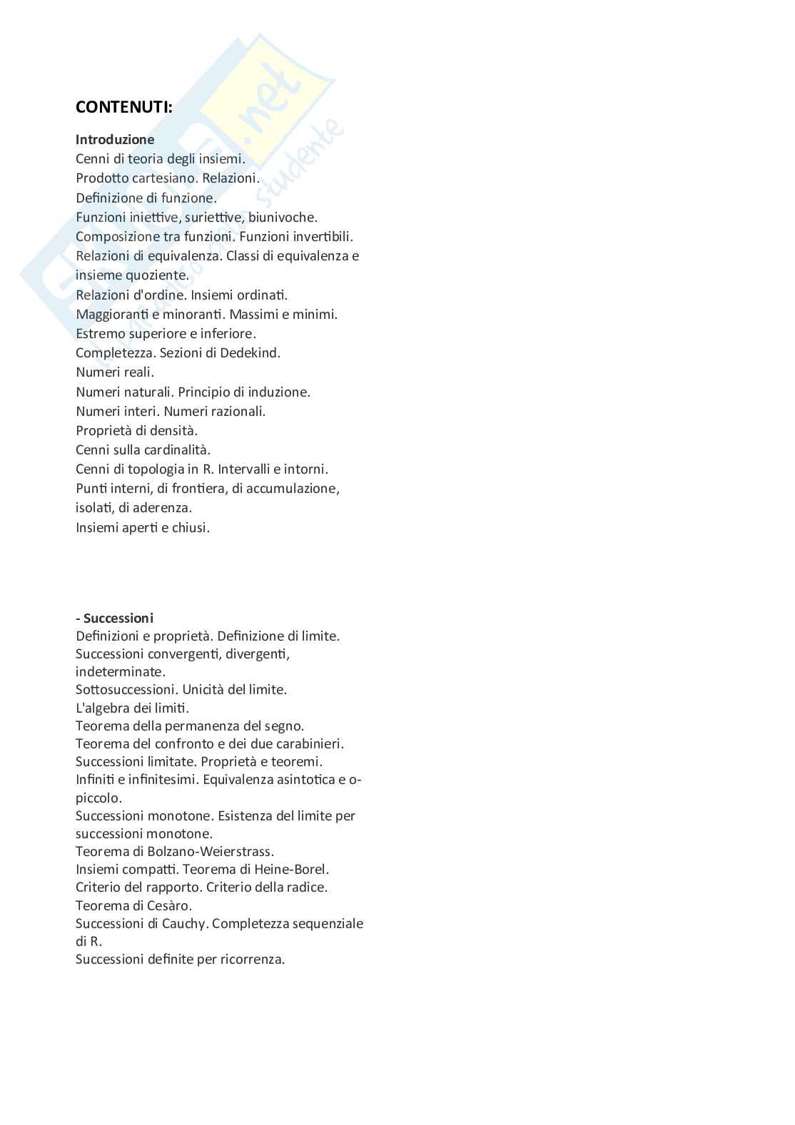 Appunti di Analisi matematica 1 Pag. 2