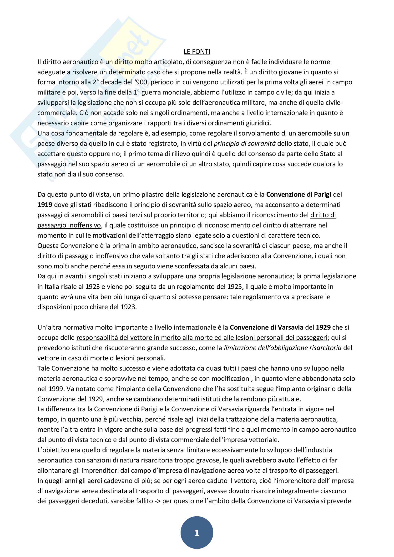 Appunti delle lezioni di Diritto Aeronautico del Prof. Simone Vernizzi, Anno Accademico 2015/2016 Pag. 2