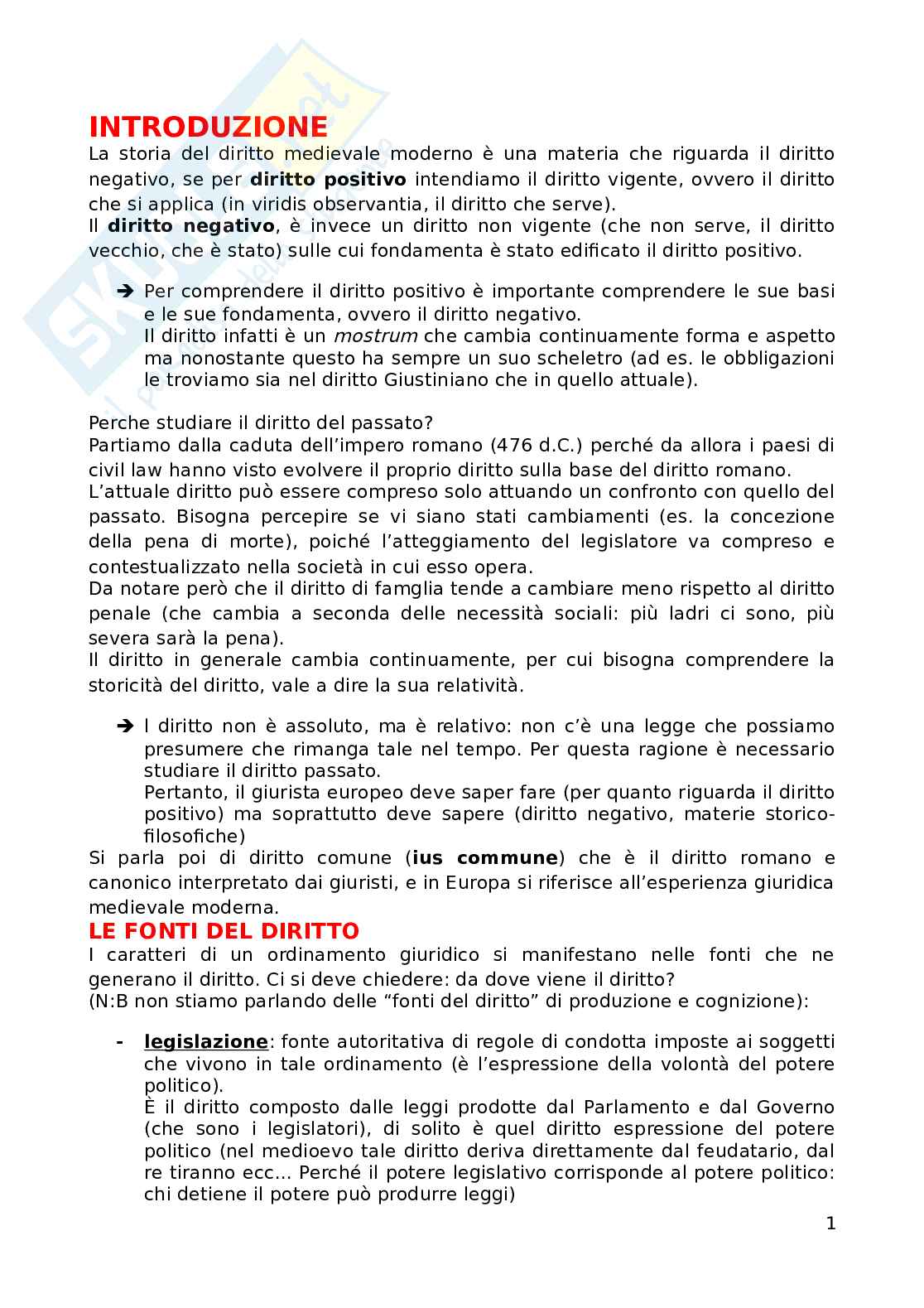 Diritto di storia medievale Pag. 1