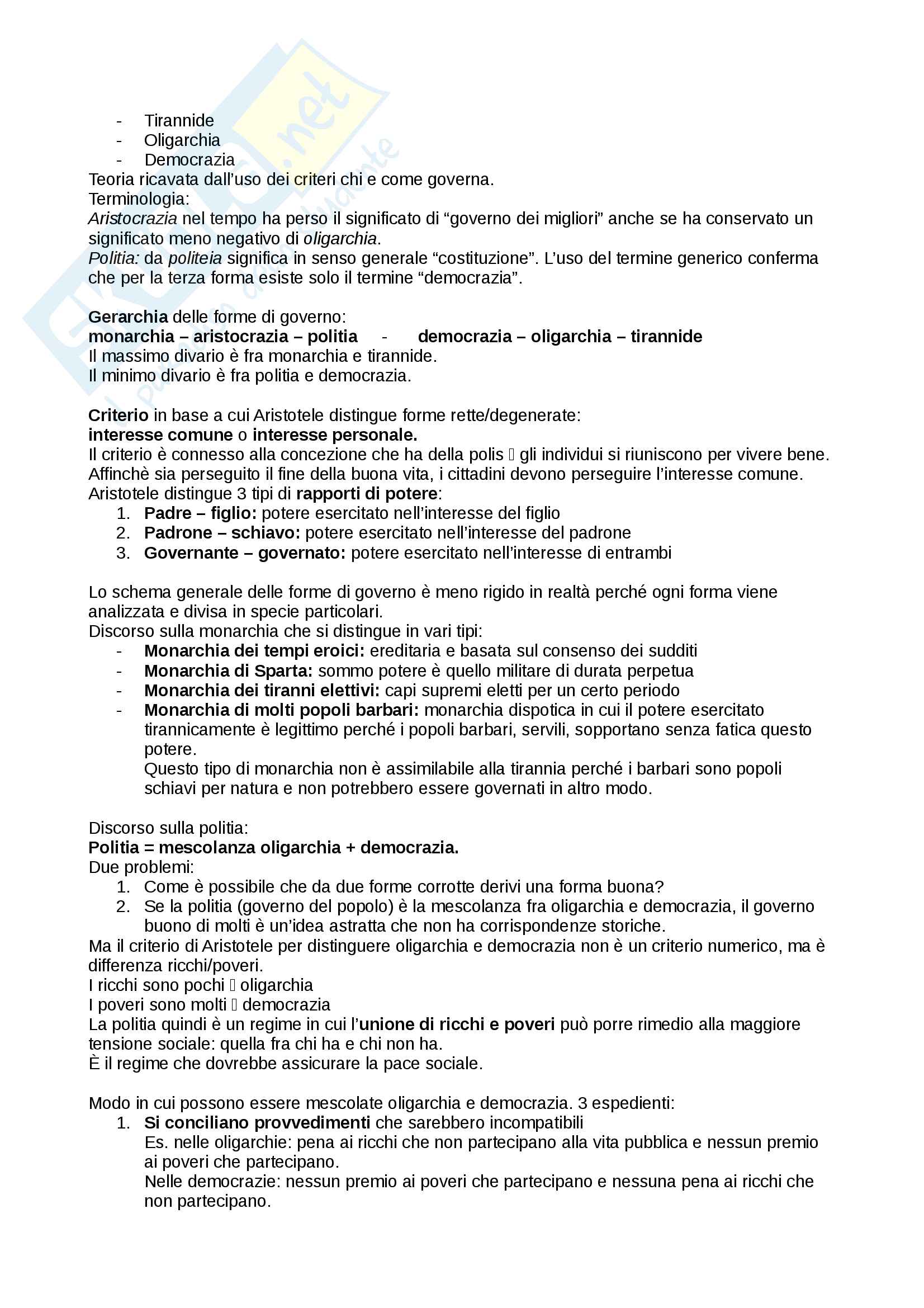 Riassunto esame storia delle dottrine politiche, prof. Del Corno, libro consigliato: La teoria delle forme di governo di Norberto Bobbio Pag. 6
