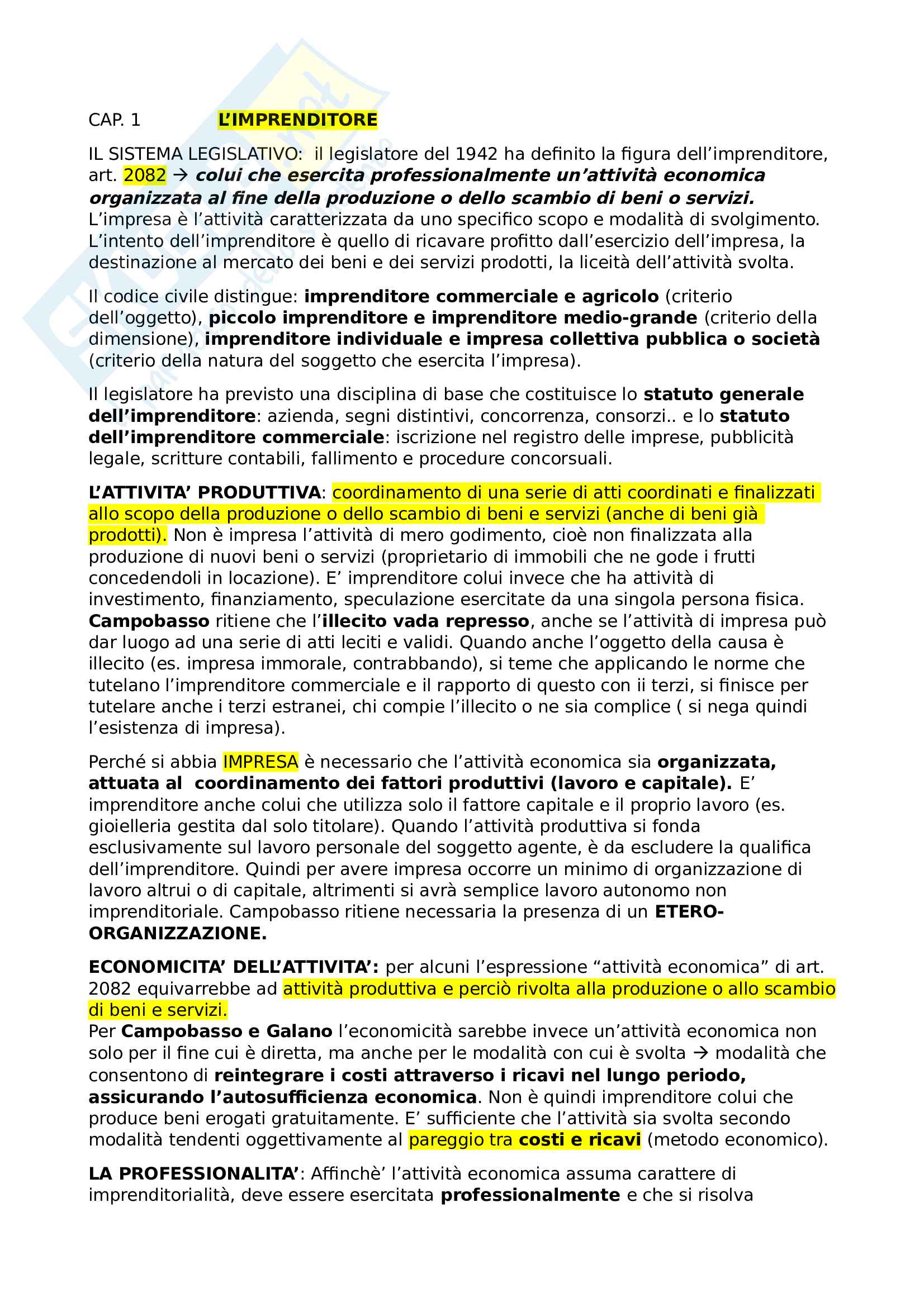 Diritto commerciale, riassunto Pag. 1
