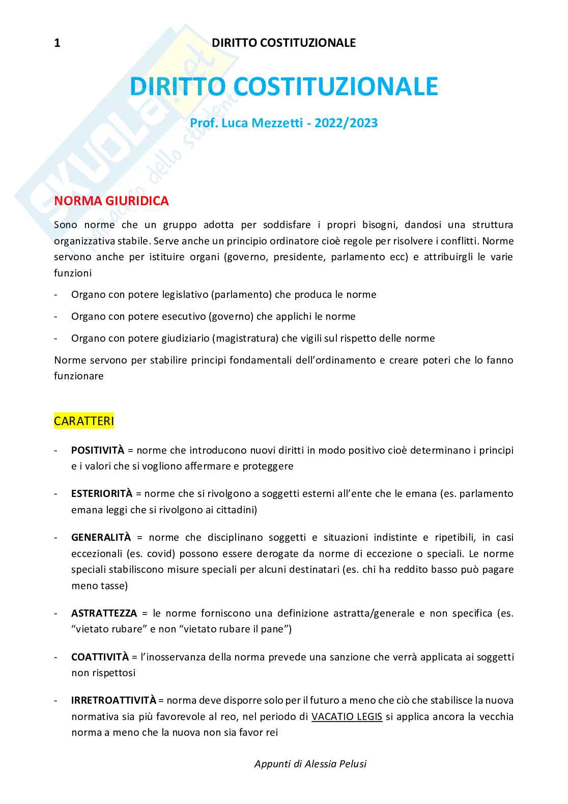 Riassunto esame Diritto Costituzionale, Prof. Mezzetti Luca, libro consigliato Manuale breve di Diritto costituzionale, Luca Mezzetti Pag. 1