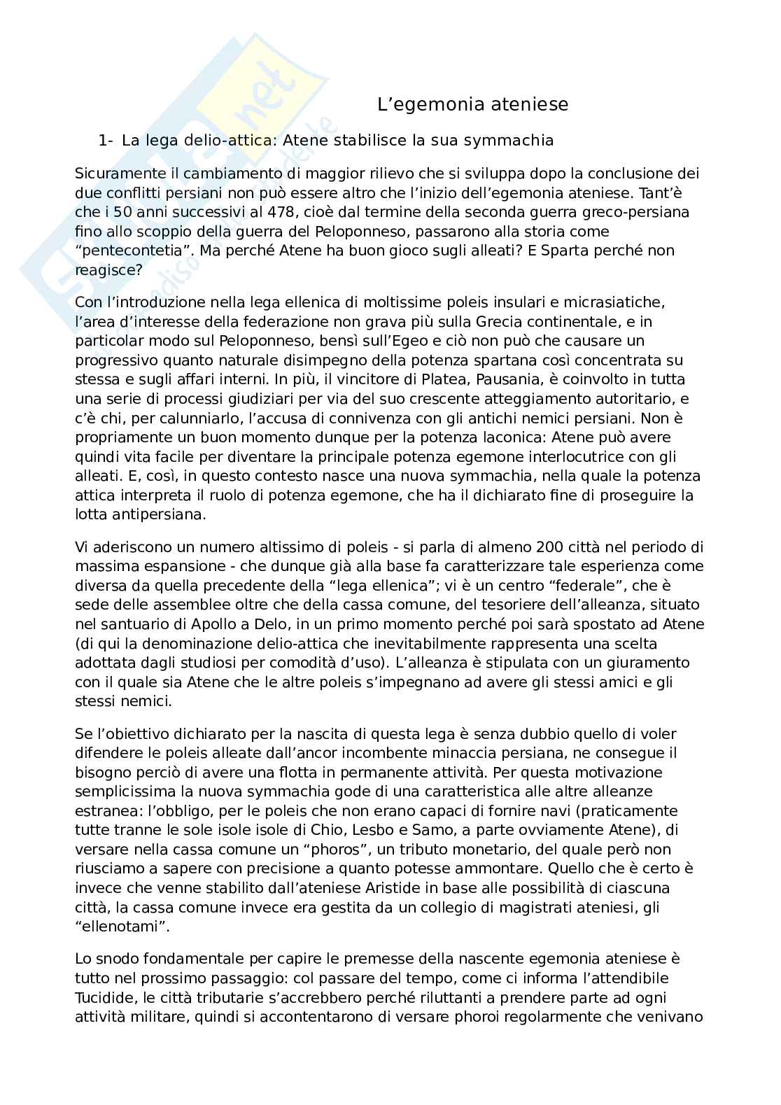 Riassunto esame Storia greca, Prof. Gallo Luigi, libro consigliato Storia greca, Gallo Pag. 1