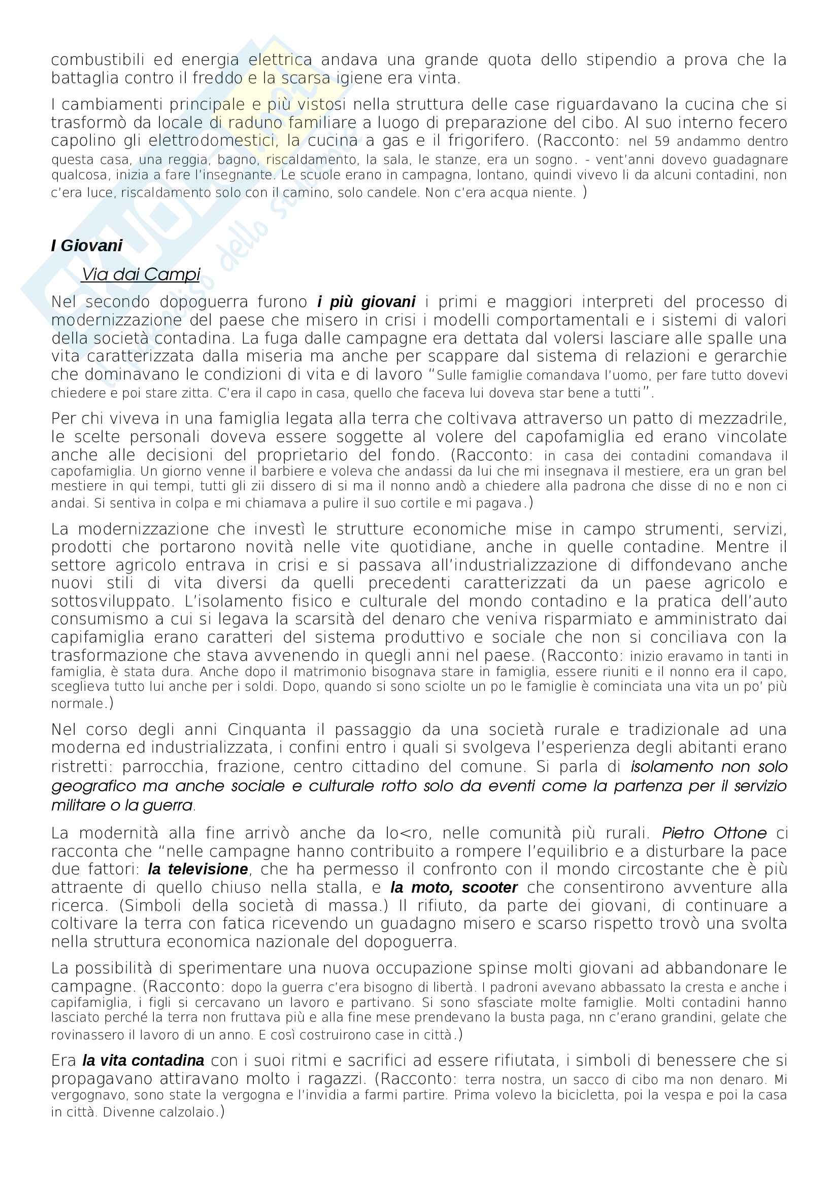 Riassunto esame storia contemporanea, Prof Malfitano, libro consigliato Memorie Italiane, dalla guerra al miracolo economico di Malfitano Pag. 21