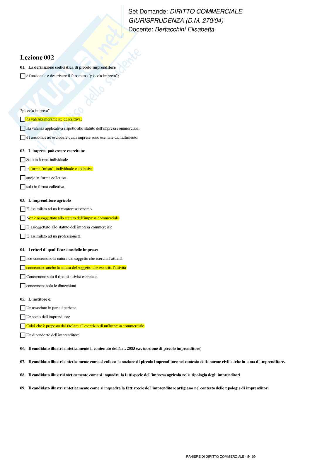 Paniere nuovo completo di Diritto commerciale Pag. 36