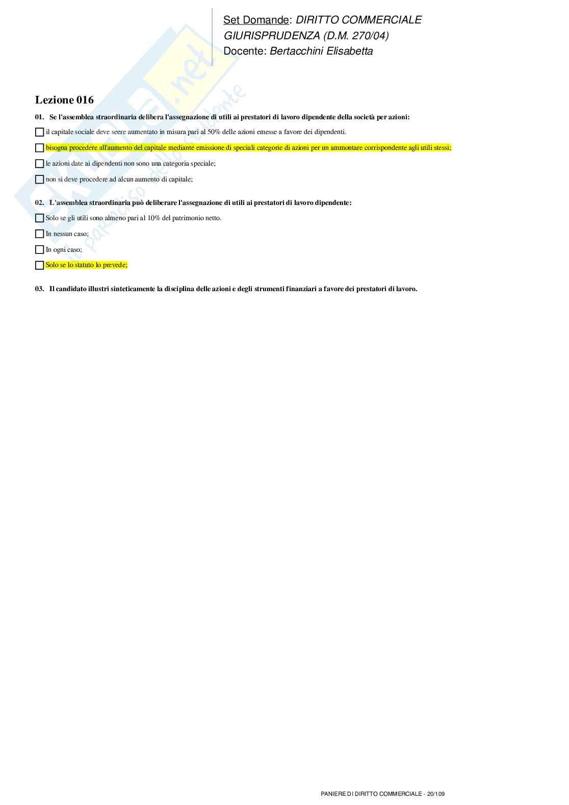 Paniere nuovo completo di Diritto commerciale Pag. 51