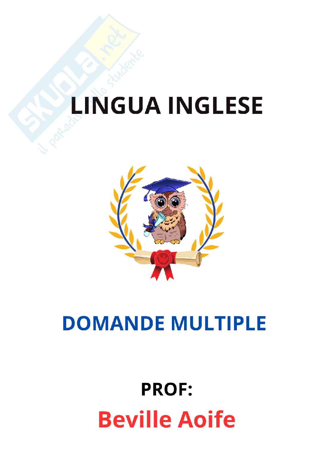 Paniere Inglese - Risposte multiple - aggiornato (2026) Pag. 1