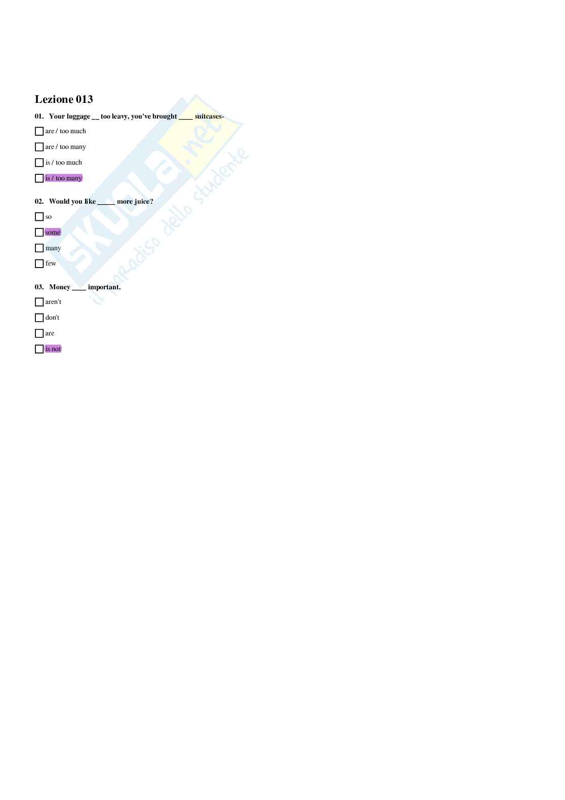 Paniere Inglese - Risposte multiple - aggiornato (2026) Pag. 21