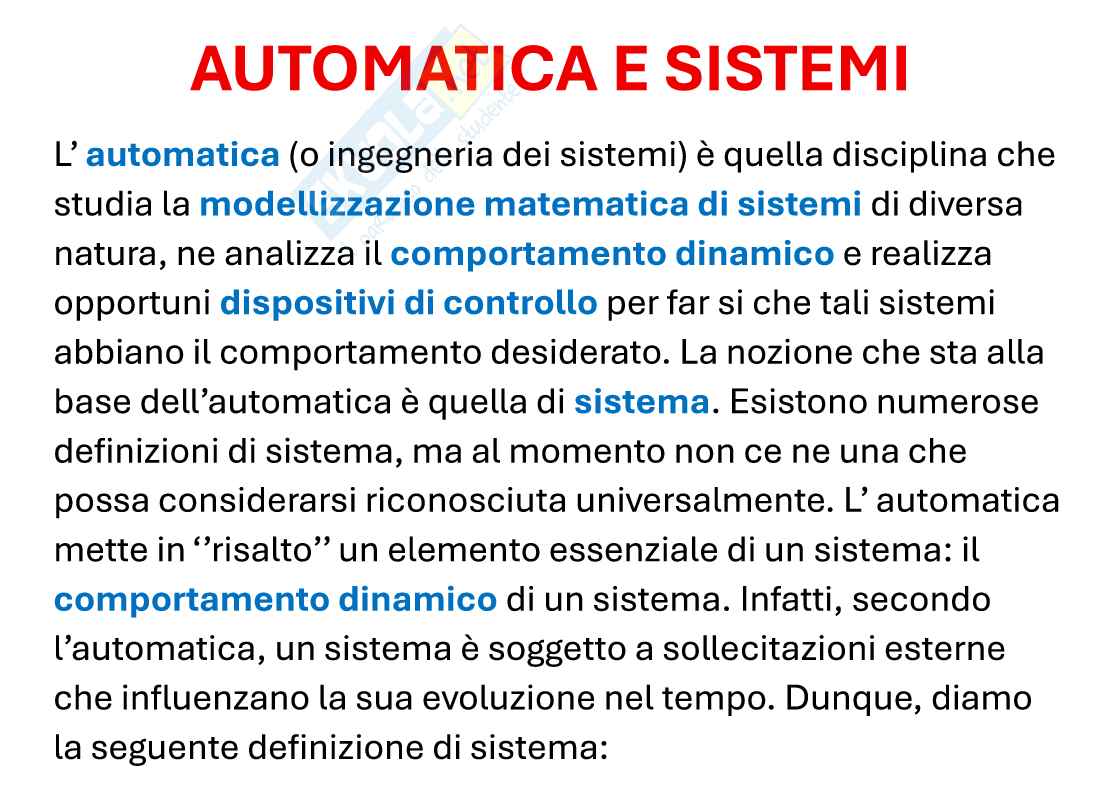 Introduzione alla teoria dei sistemi Pag. 1