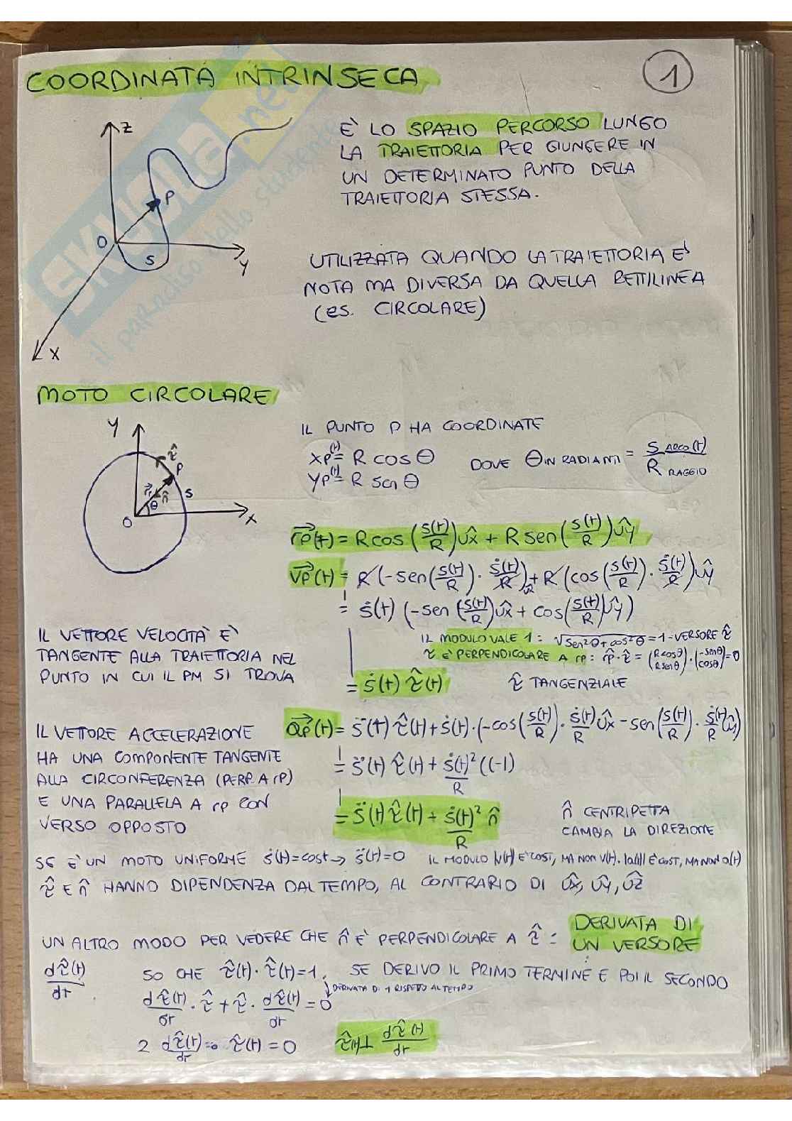 Appunti di Principi di meccanica (Fisica 1) Pag. 1